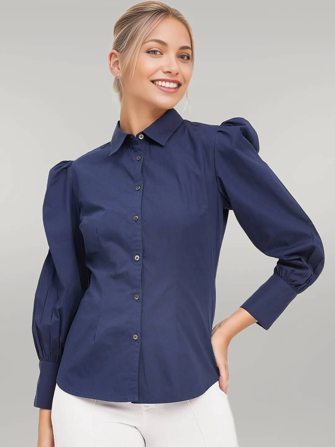 Soild Navy Blue Slim Fit Shirt