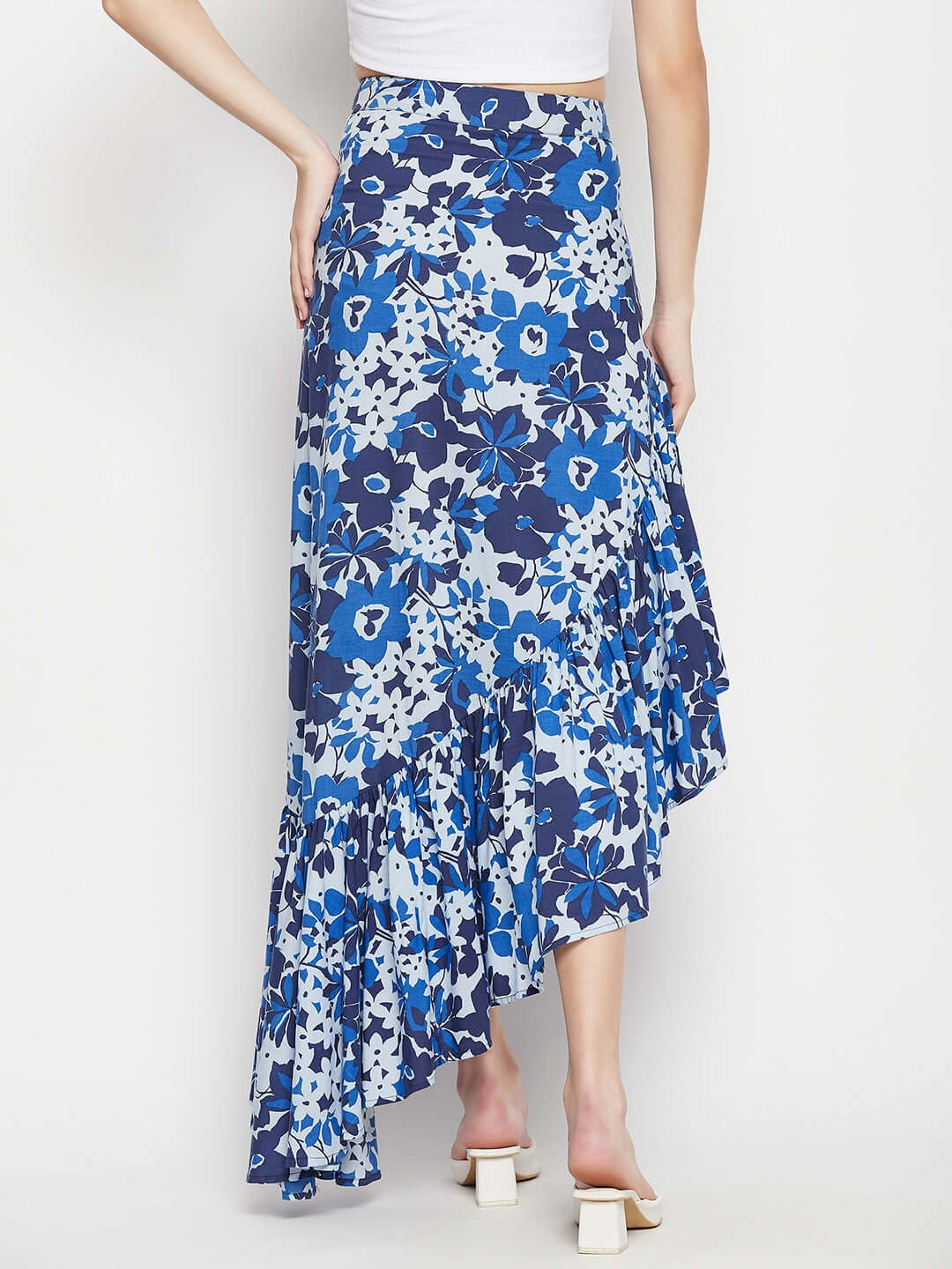 Floral Asymmetric Cut Skirt - Antimony