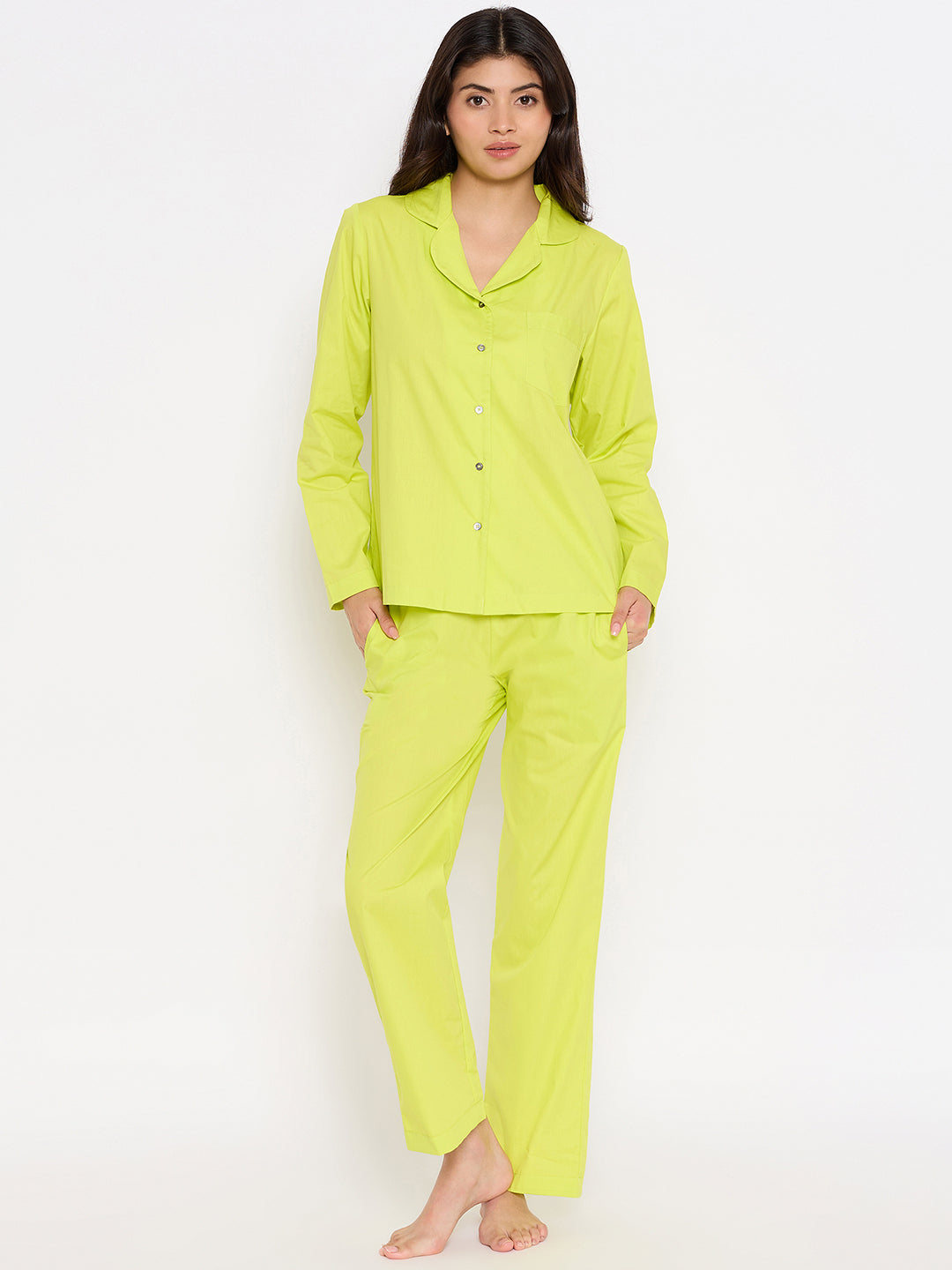 Neon Green Shirt Pant Night Suit