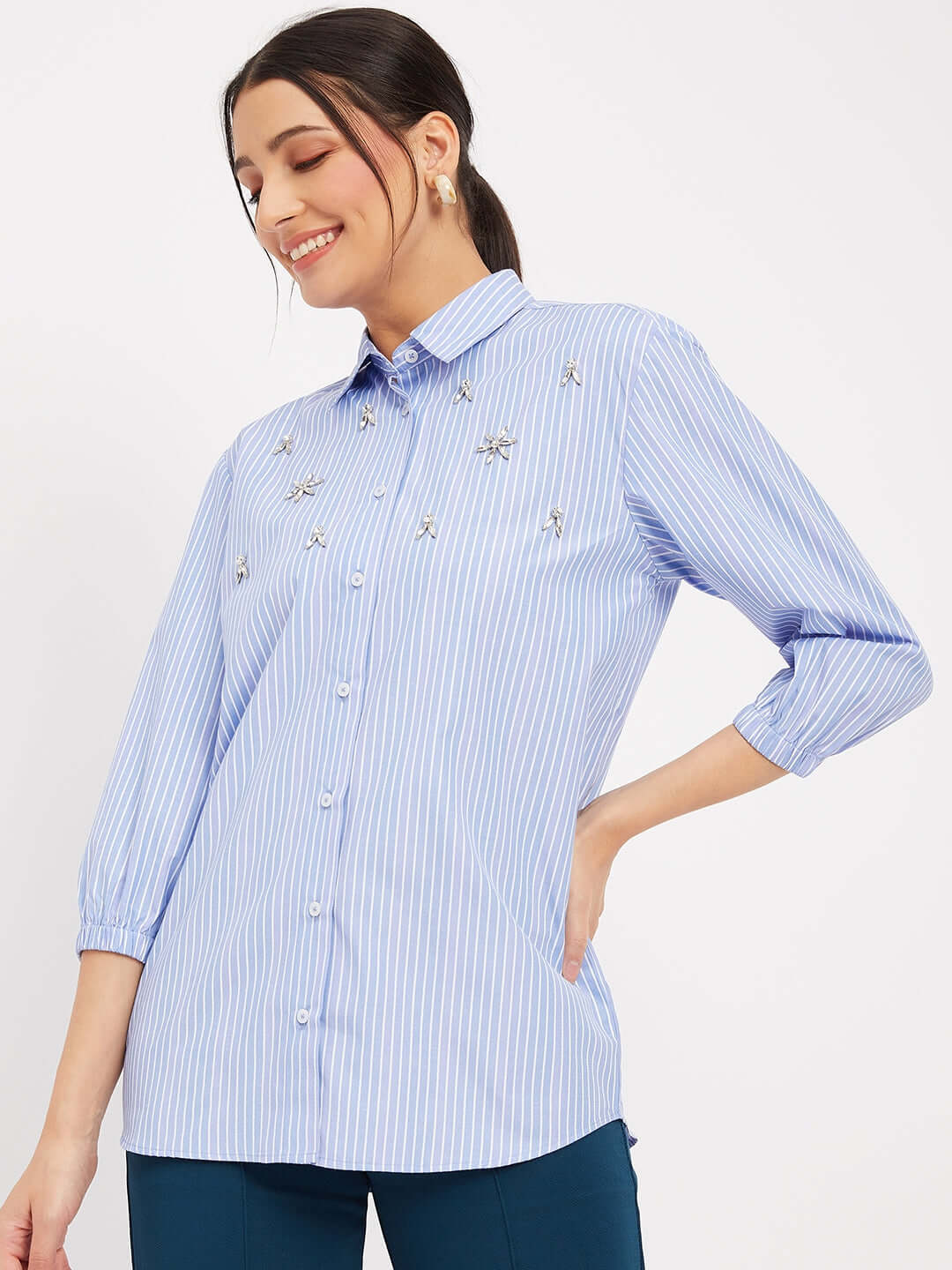 Women Regular Fit Striped Casual Shirt - Antimony