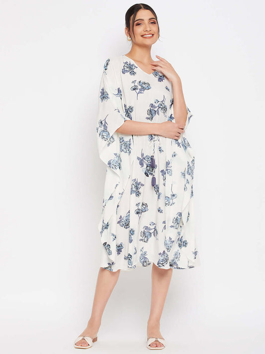 Women Wrap White Knee Length Dress