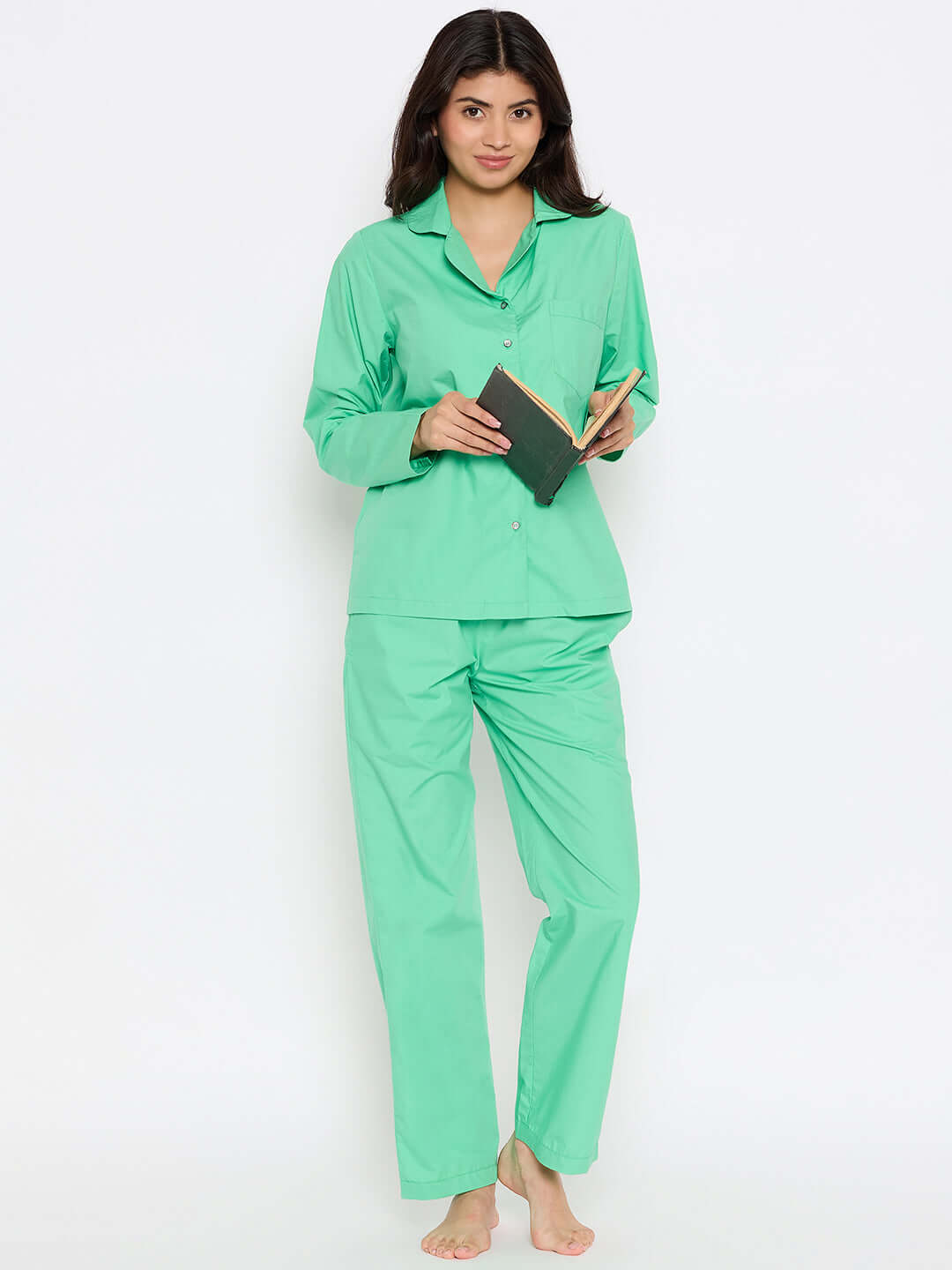 Solid Green Night Suit
