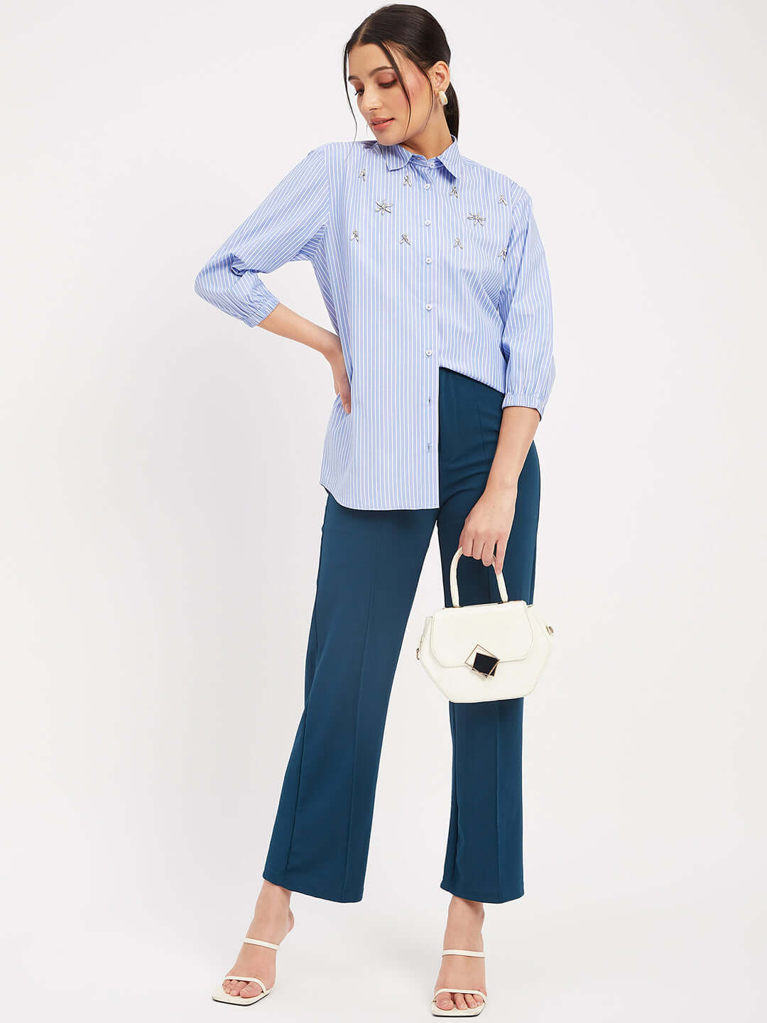 Women Regular Fit Striped Casual Shirt - Antimony