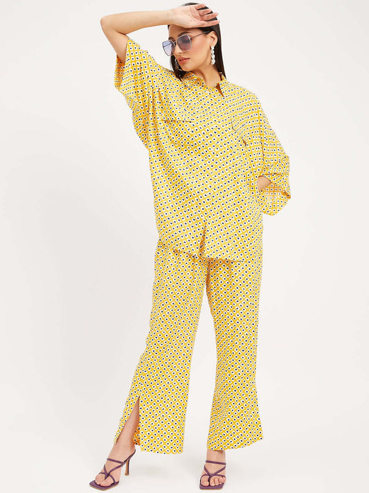 YELLOW PRINTED CO-ORD SETS | FREE SIZE - Antimony