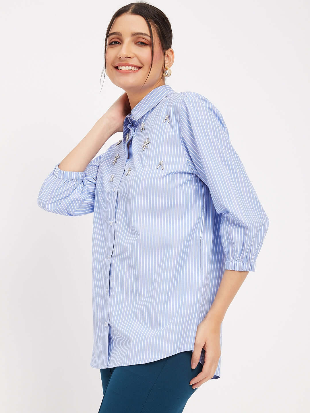 Women Regular Fit Striped Casual Shirt - Antimony