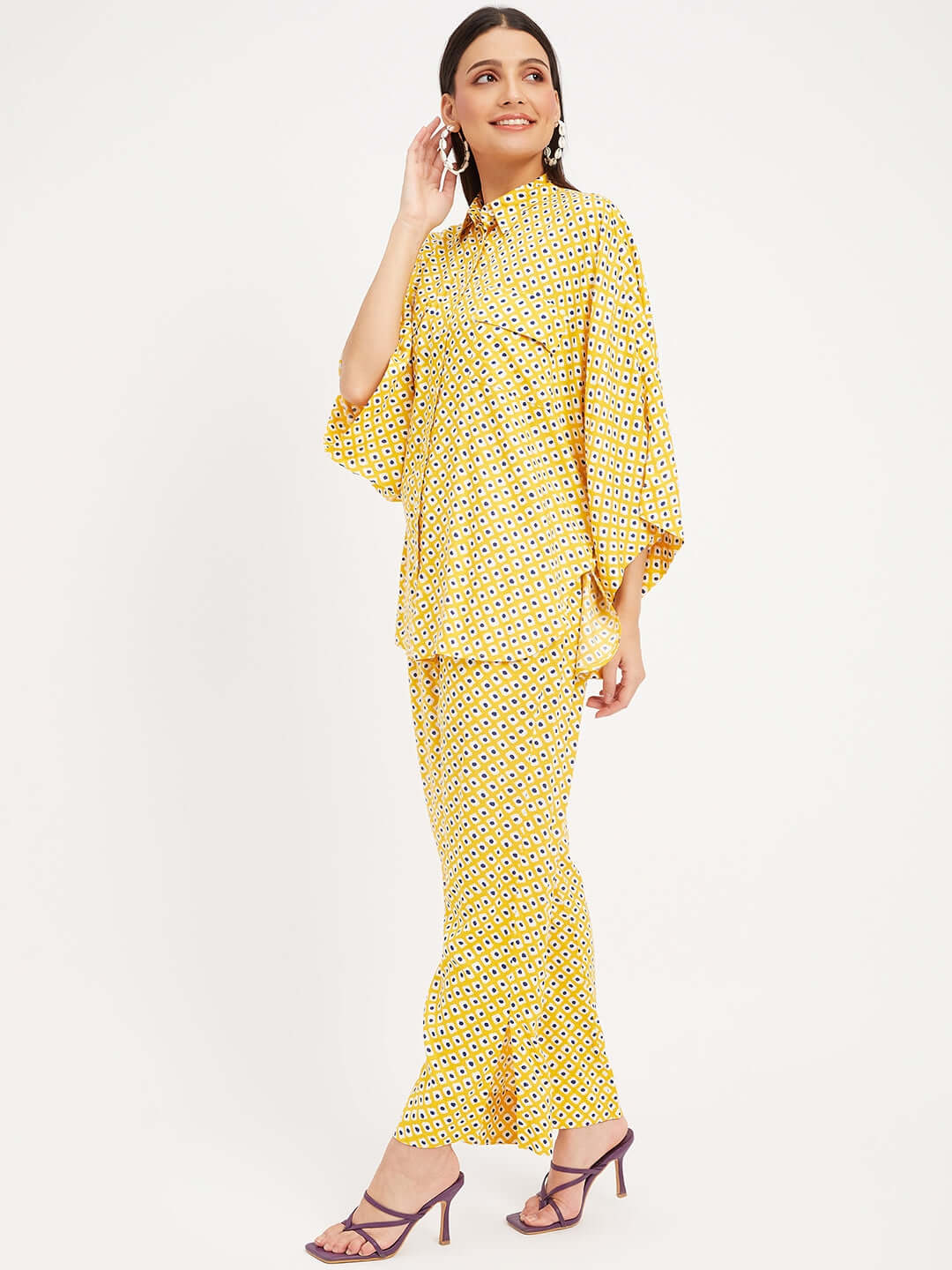 YELLOW PRINTED CO-ORD SETS | FREE SIZE - Antimony