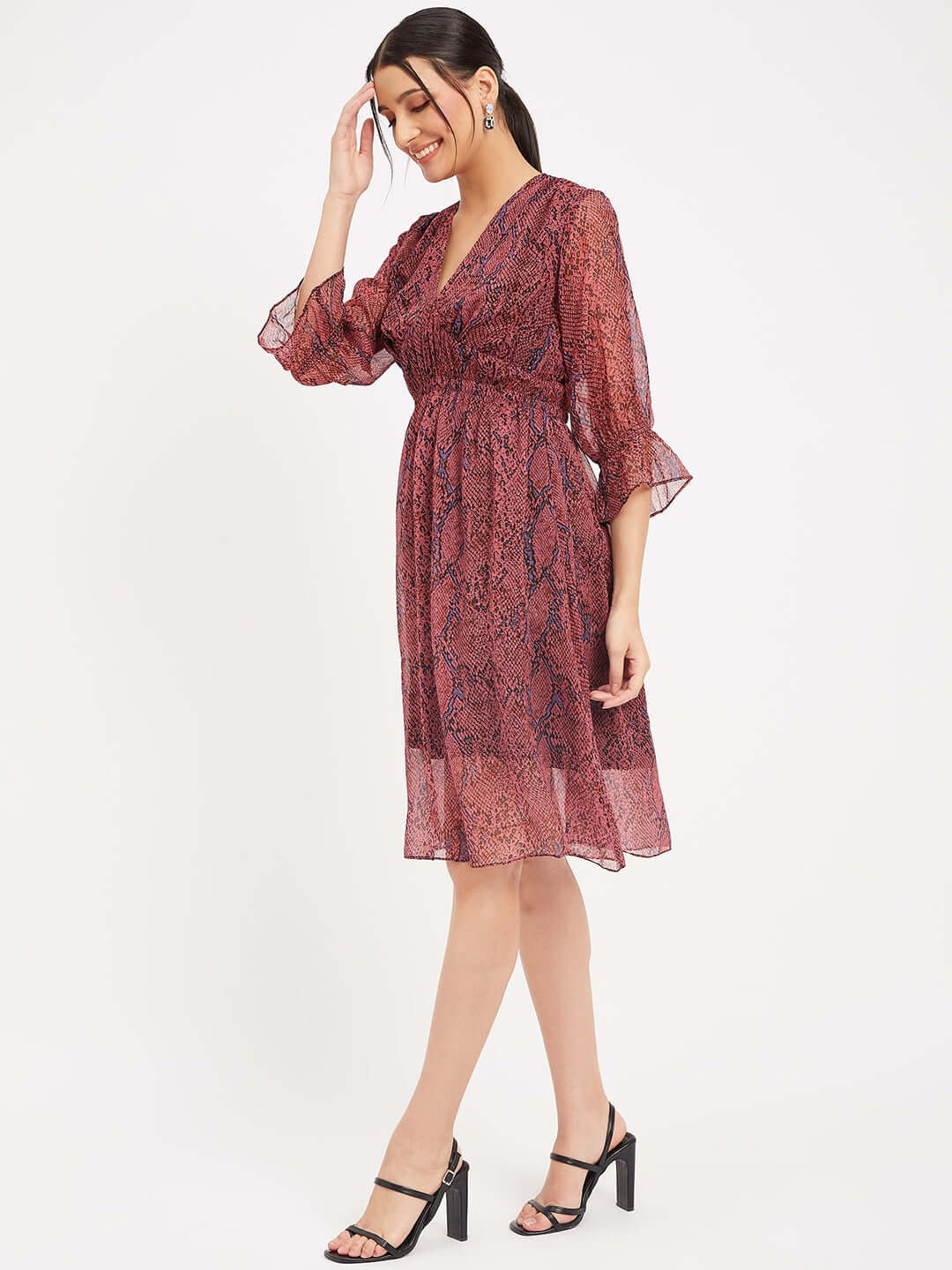 Paisley Print V-Neck Dress