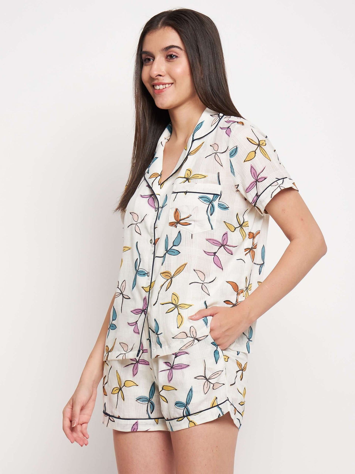 PRINTED COTTON NIGHT SUIT - Antimony
