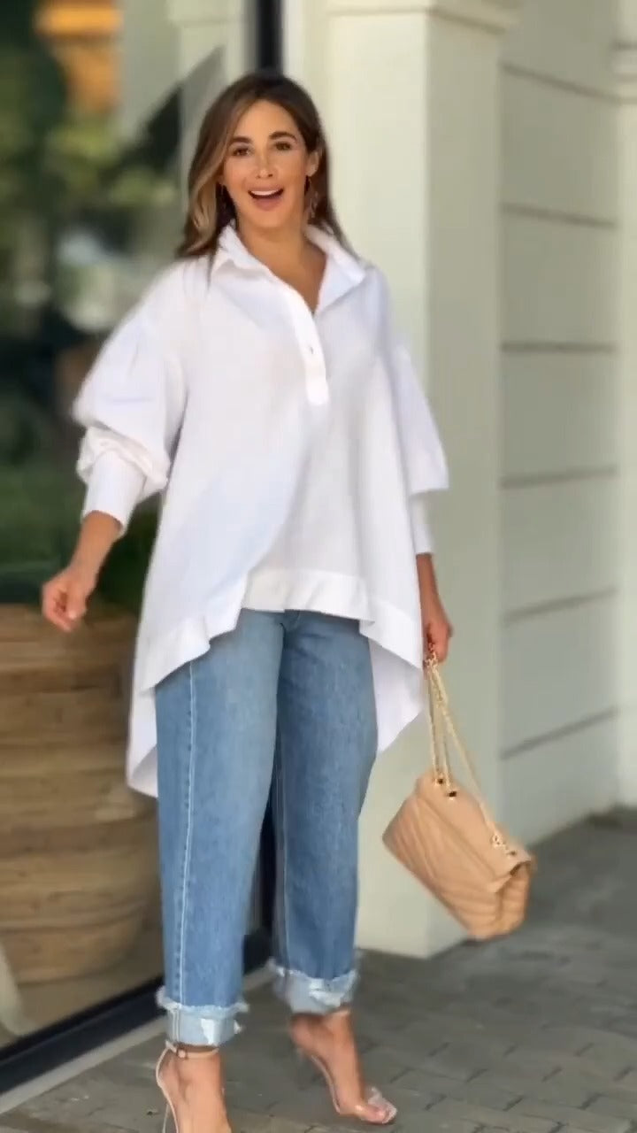 Spring Loose Size Blouse | Chic Irregular Sleeve Shirt