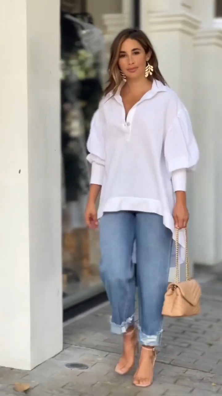 Spring Loose Size Blouse | Chic Irregular Sleeve Shirt