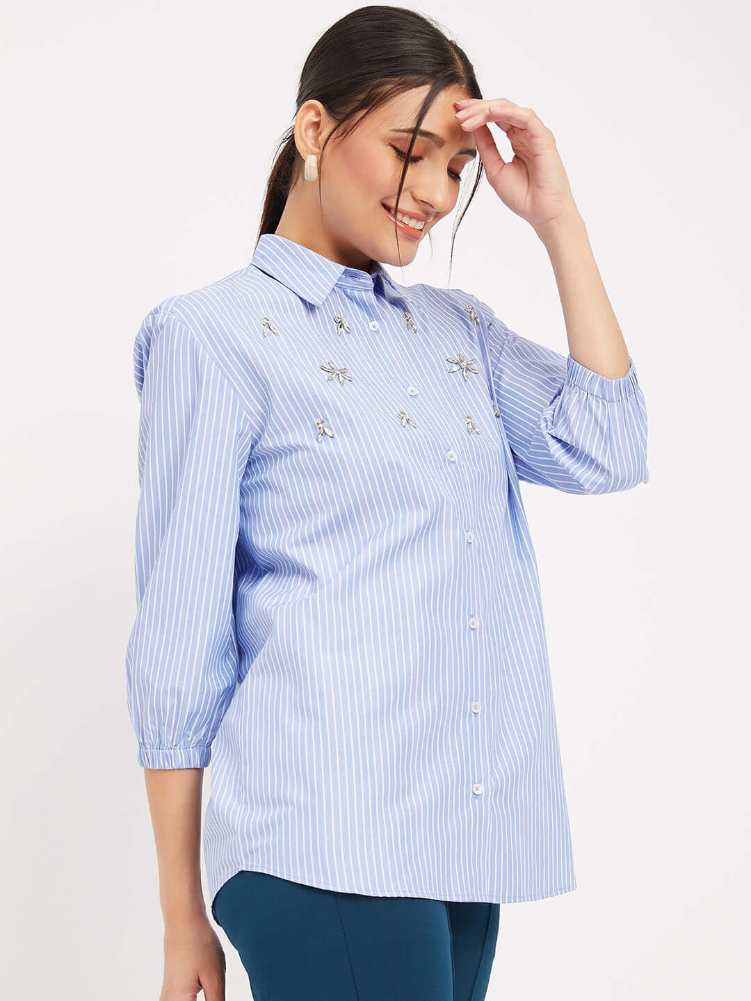 Women Regular Fit Striped Casual Shirt - Antimony