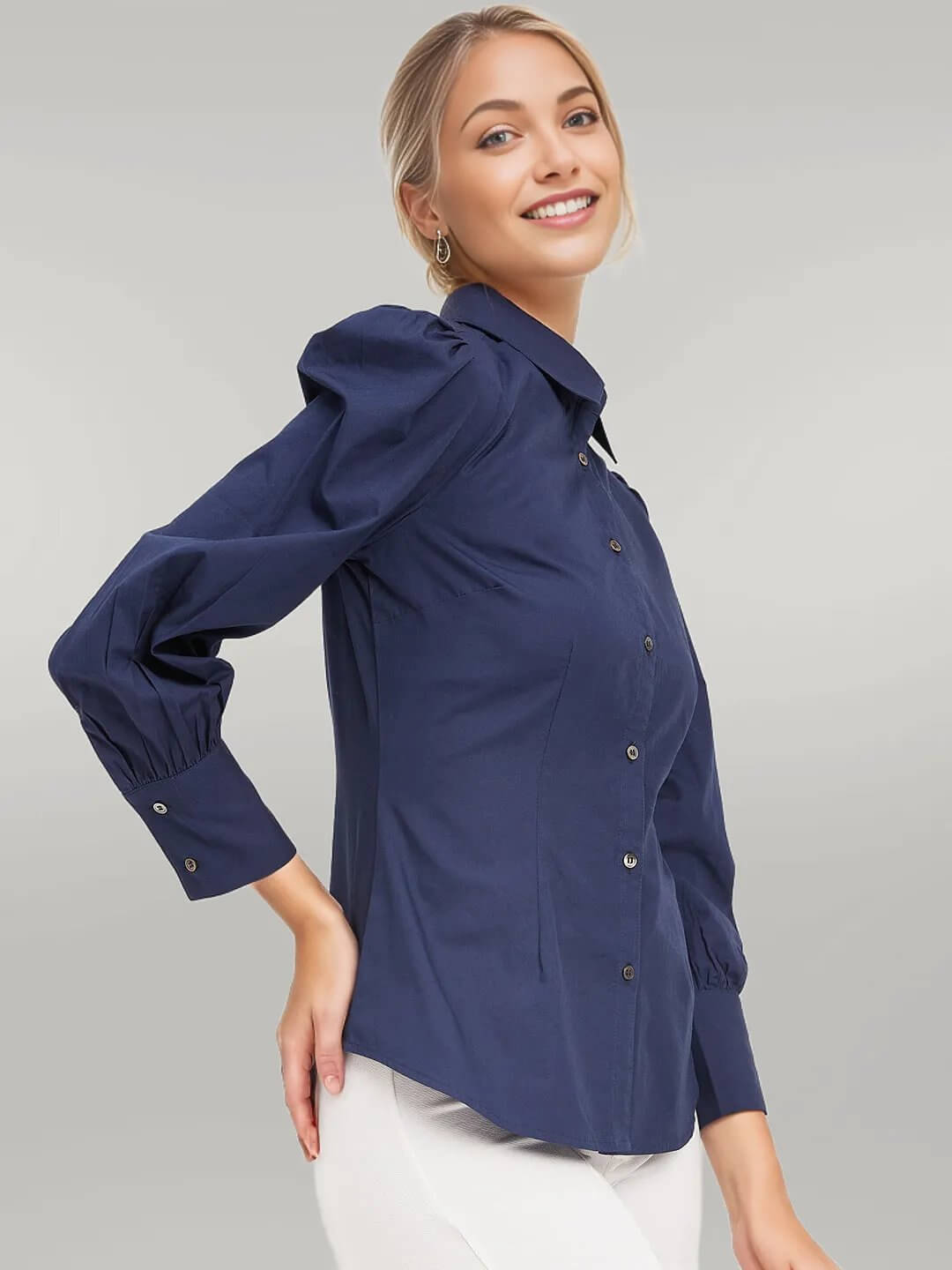 Soild Navy Blue Slim Fit Shirt