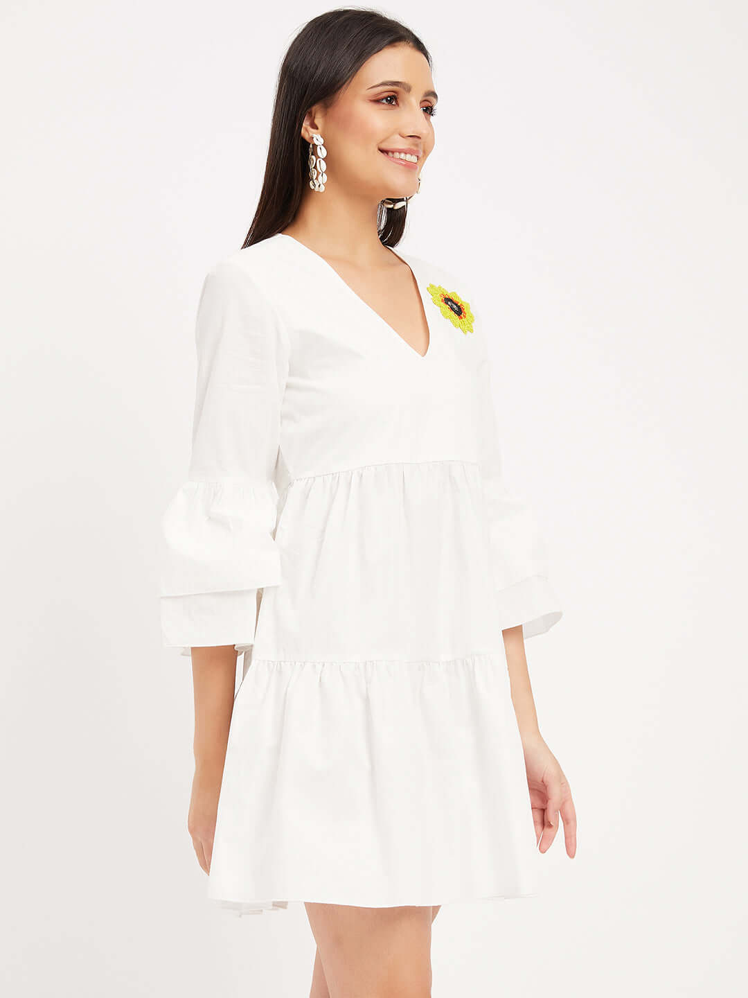 WHITE TIRED MINI DRESS