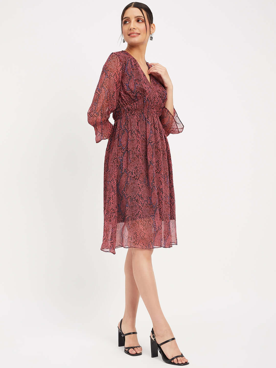 Paisley Print V-Neck Dress
