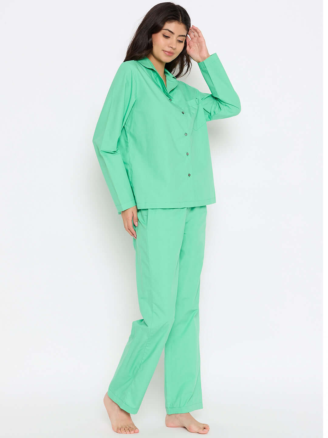 Solid Green Night Suit