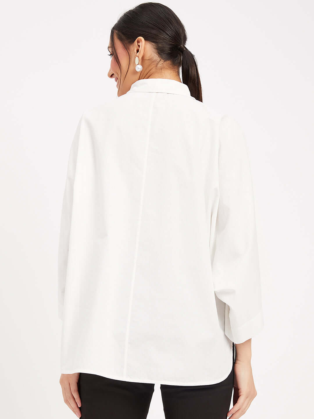 White Cotton Shirt With Embroidery Patch