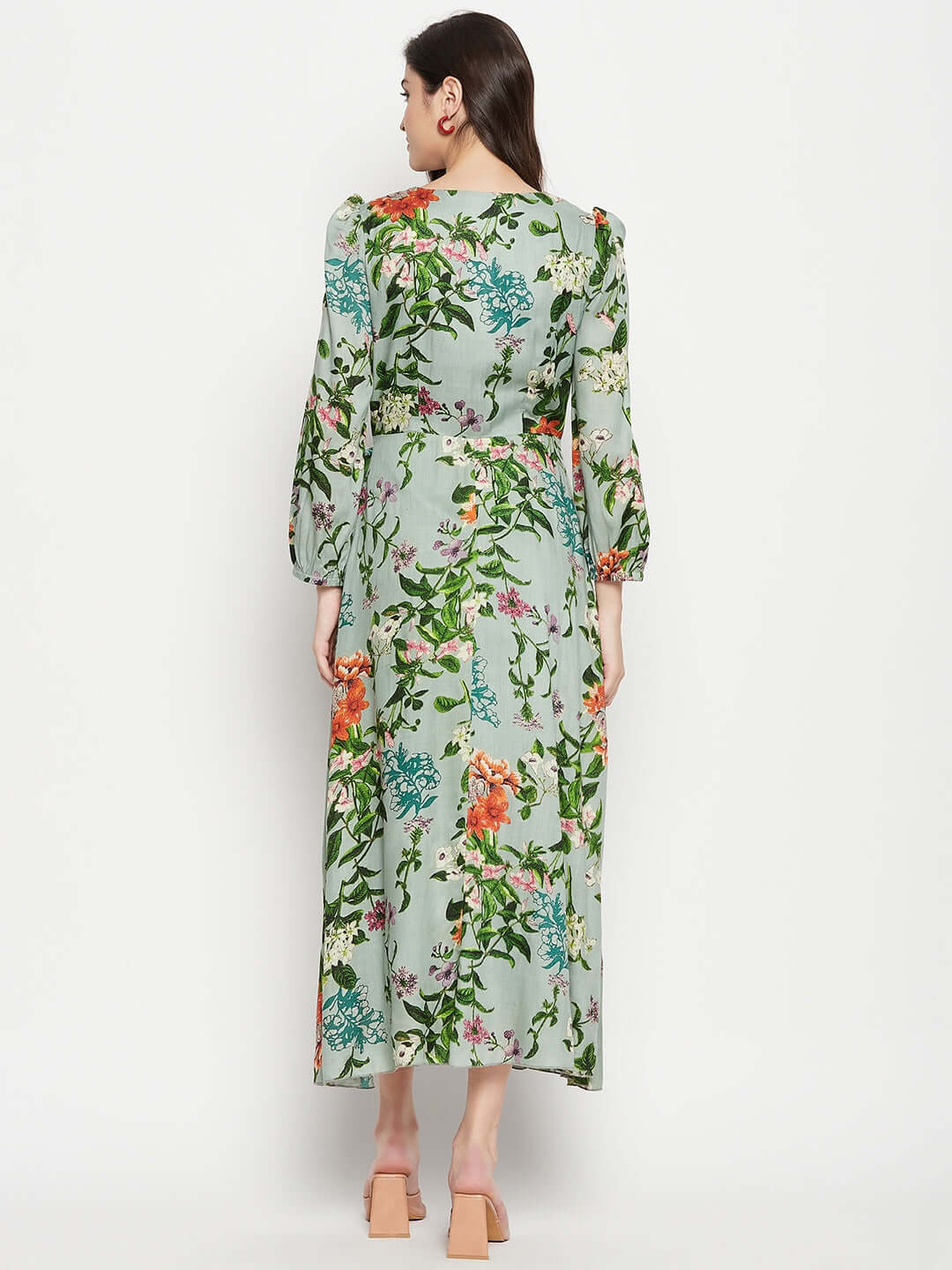 GREY FLORAL WRAP DRESS - Antimony