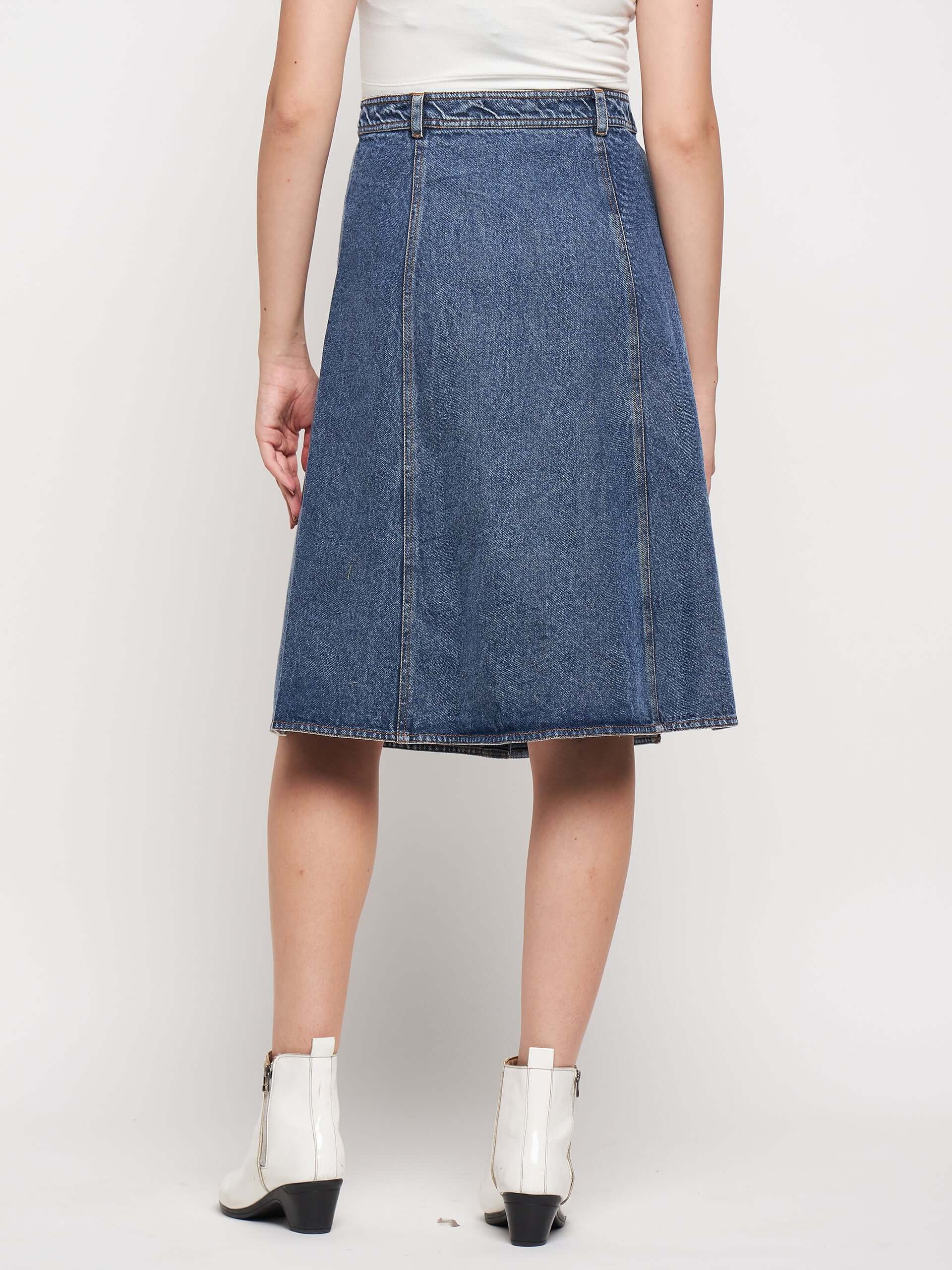 Women's Blue Denim Midi Skirt - Antimony