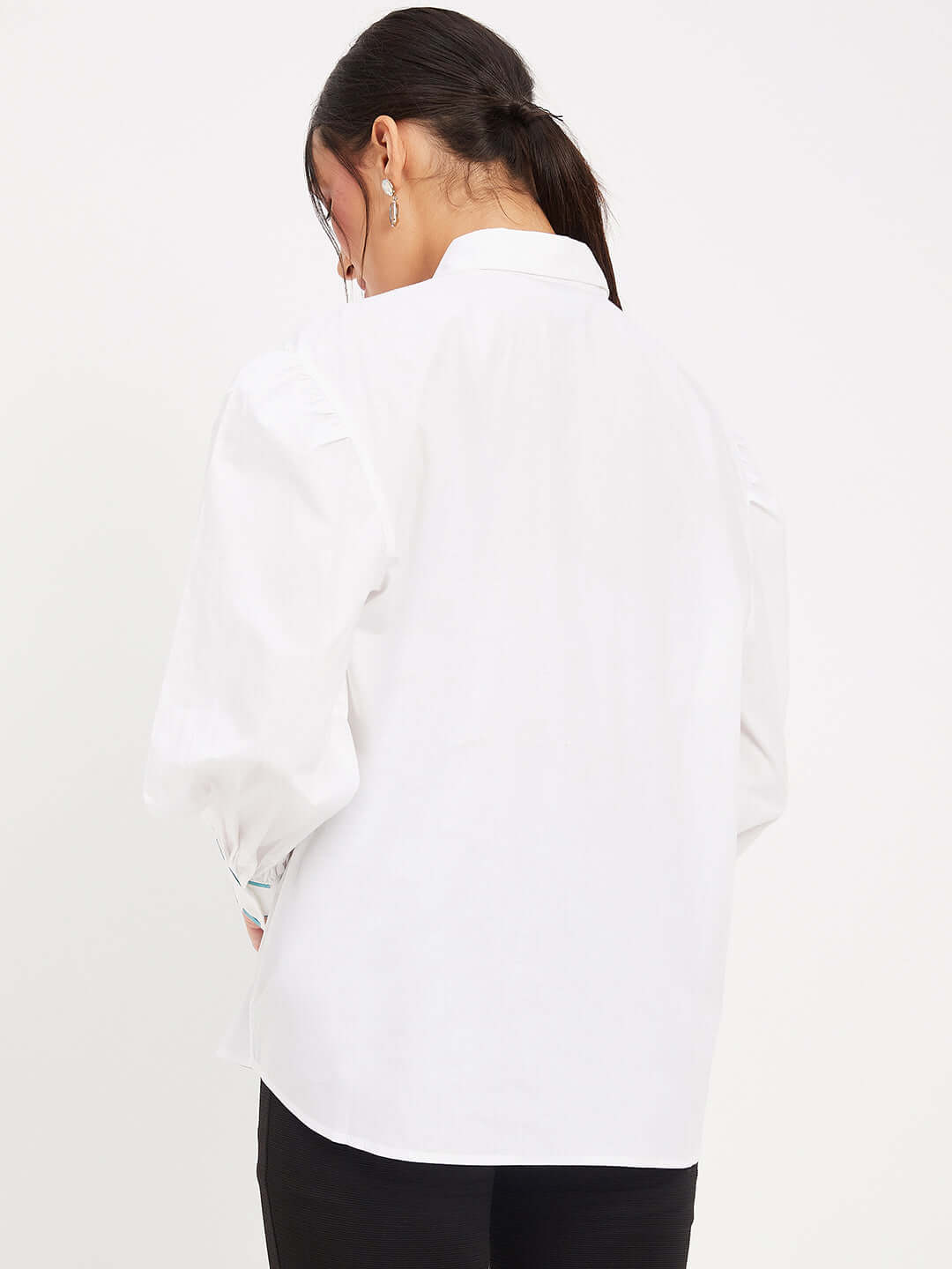 WHITE COTTON EMBELLISHED SHIRT - Antimony