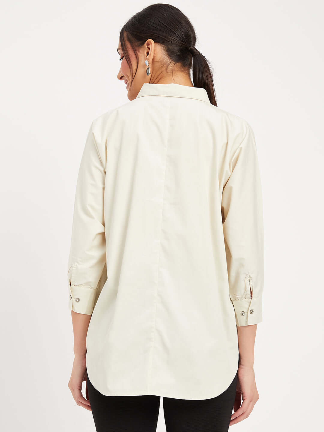 SOLID CREAM SHIRT WITH EMBROIDERY