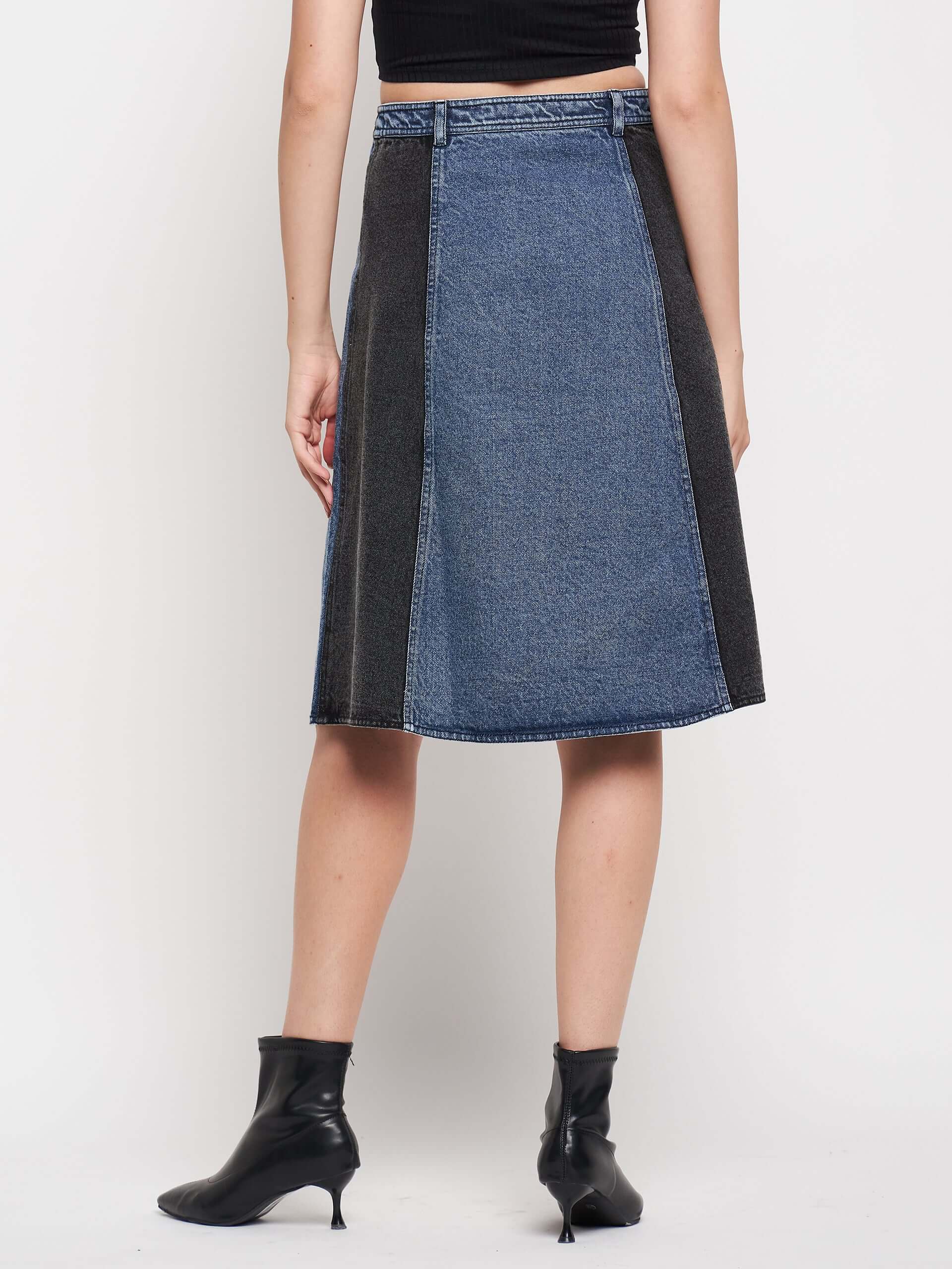 Denim Two Tone Skirt - Antimony