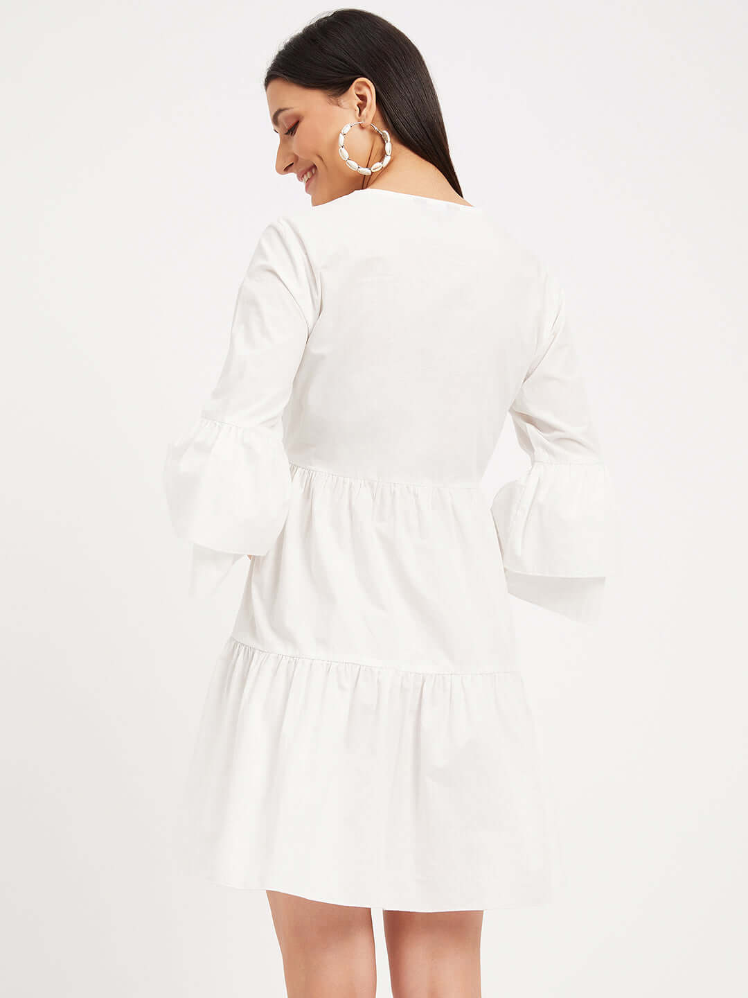 WHITE TIRED MINI DRESS