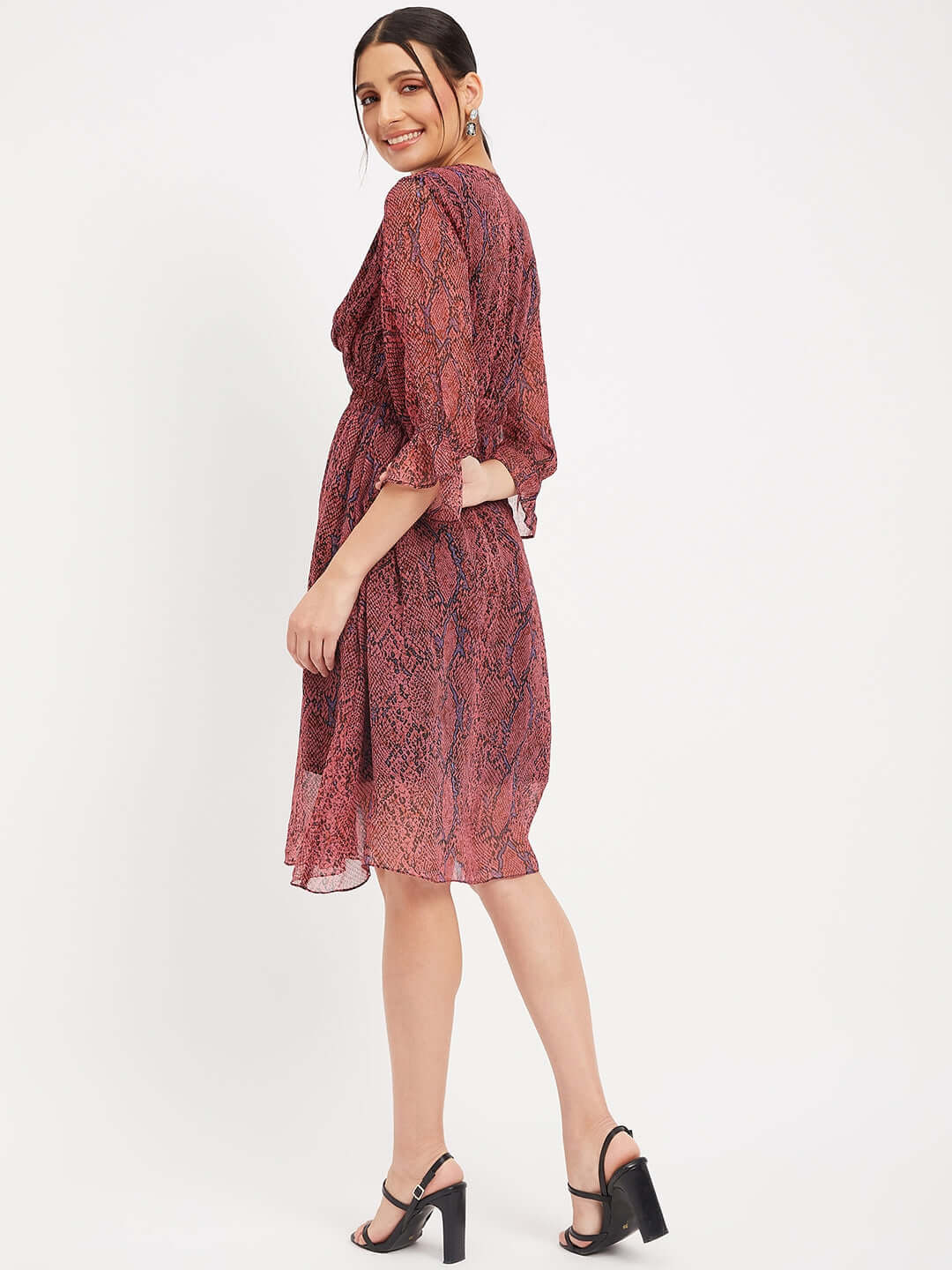 Paisley Print V-Neck Dress