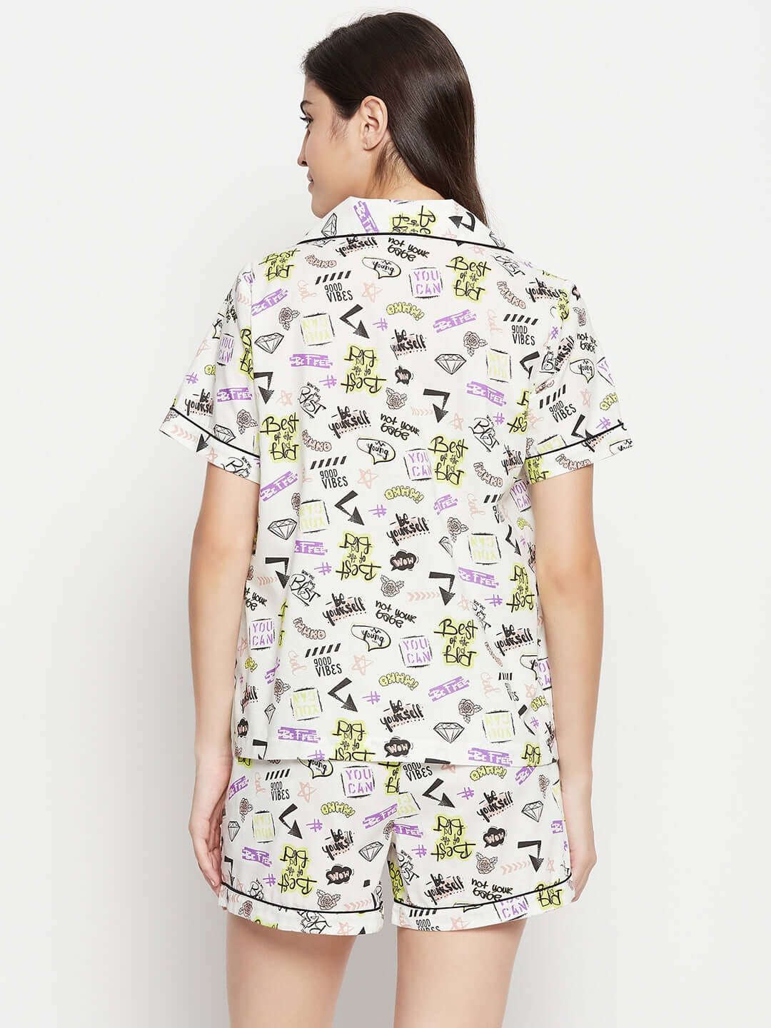 GOOD VIBES PRINTED NIGHT SUIT - Antimony