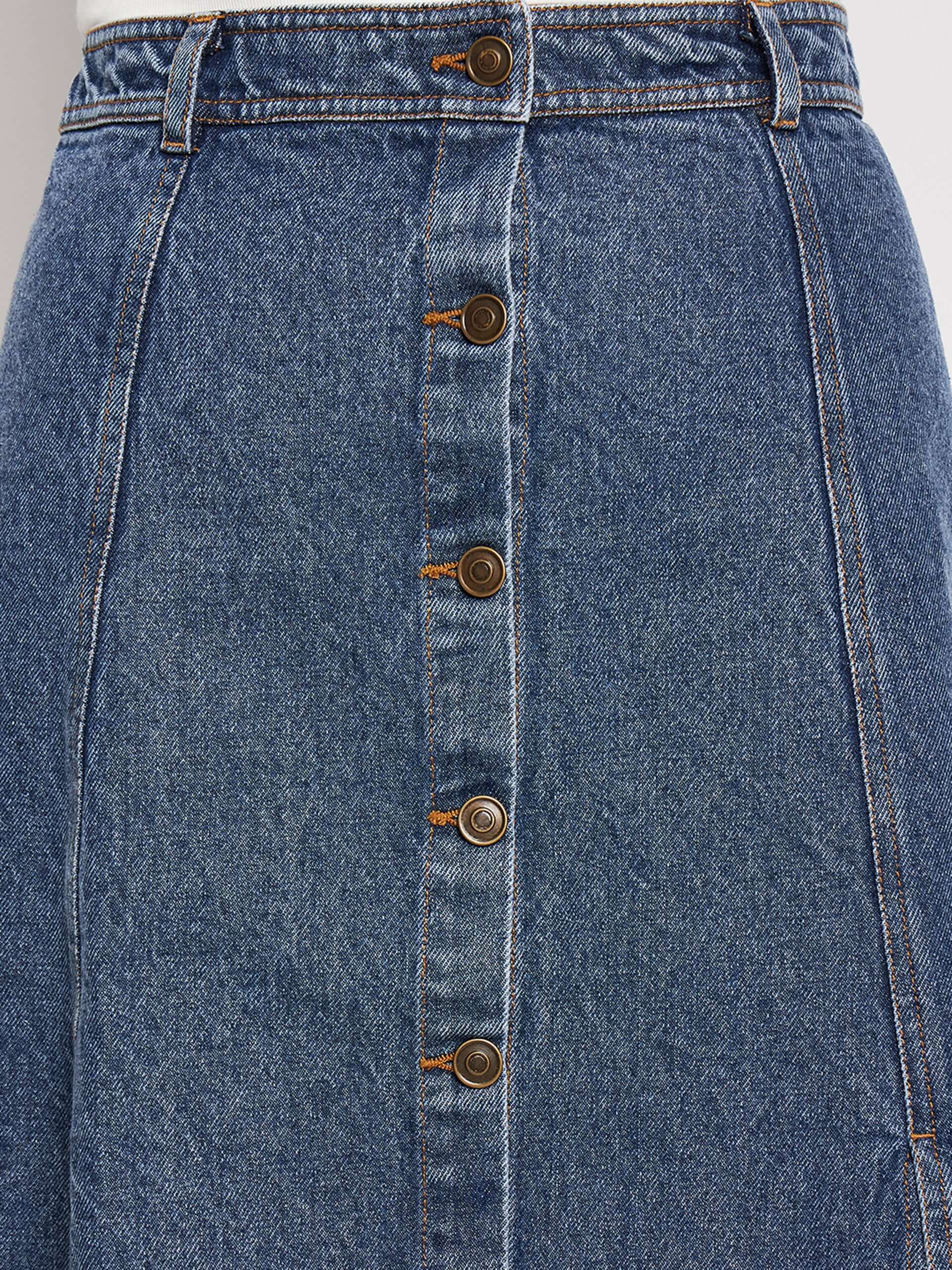 Women's Blue Denim Midi Skirt - Antimony