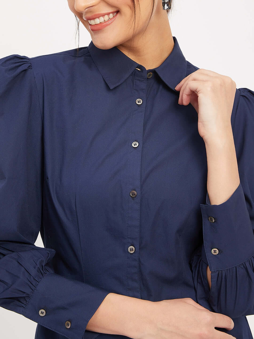 Soild Navy Blue Slim Fit Shirt