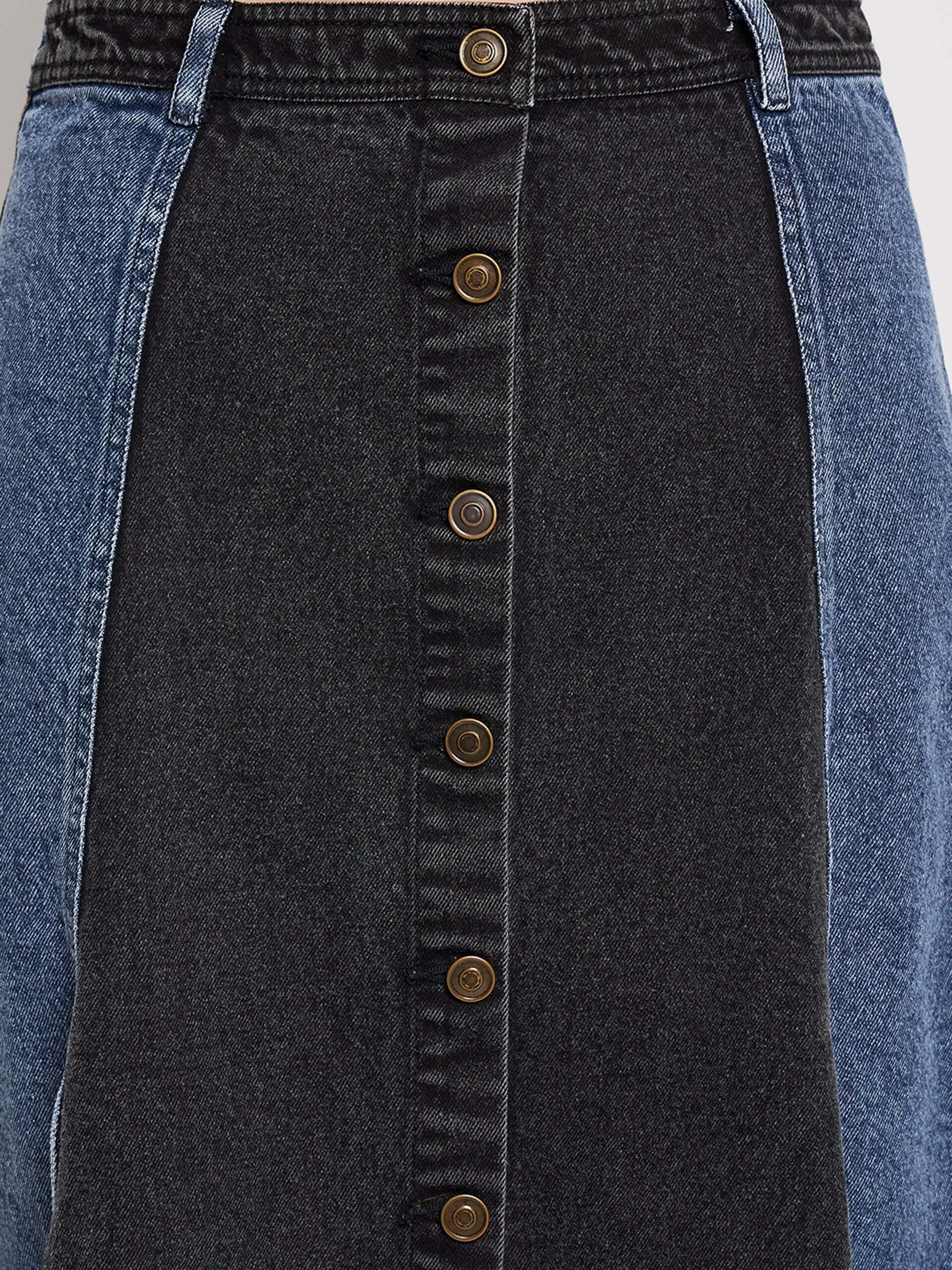 Denim Two Tone Skirt - Antimony