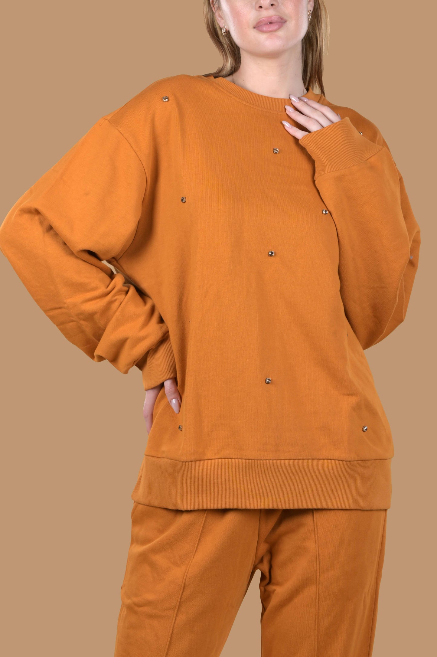 Women's Round Neck Embellished Sweatshirt