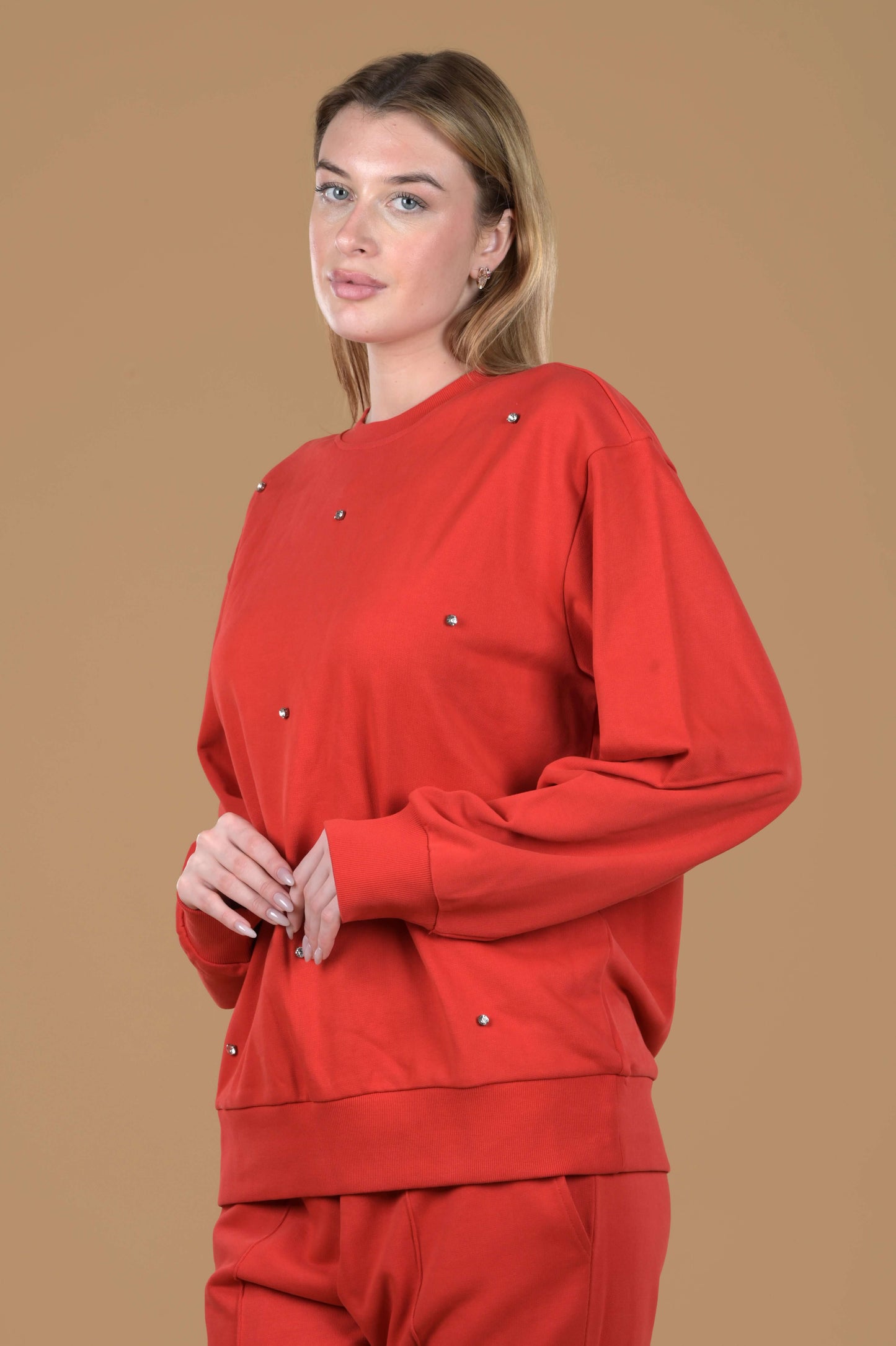 Women's Round Neck Embellished Sweatshirt