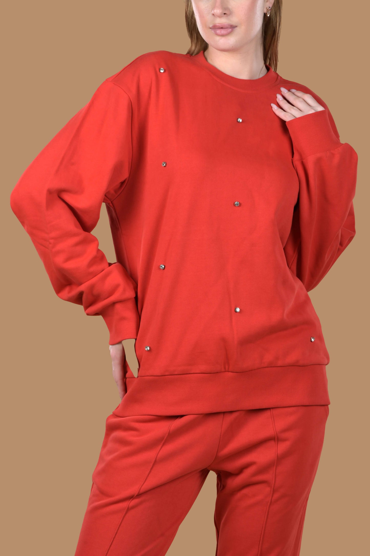 Women's Round Neck Embellished Sweatshirt