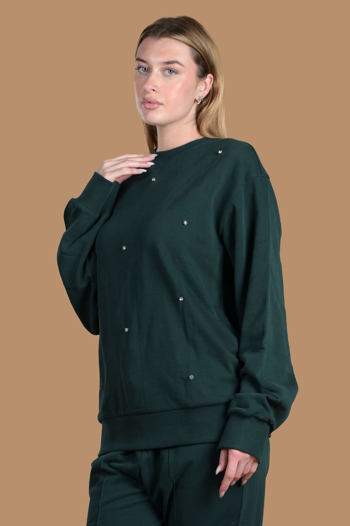 Women's Round Neck Embellished Sweatshirt