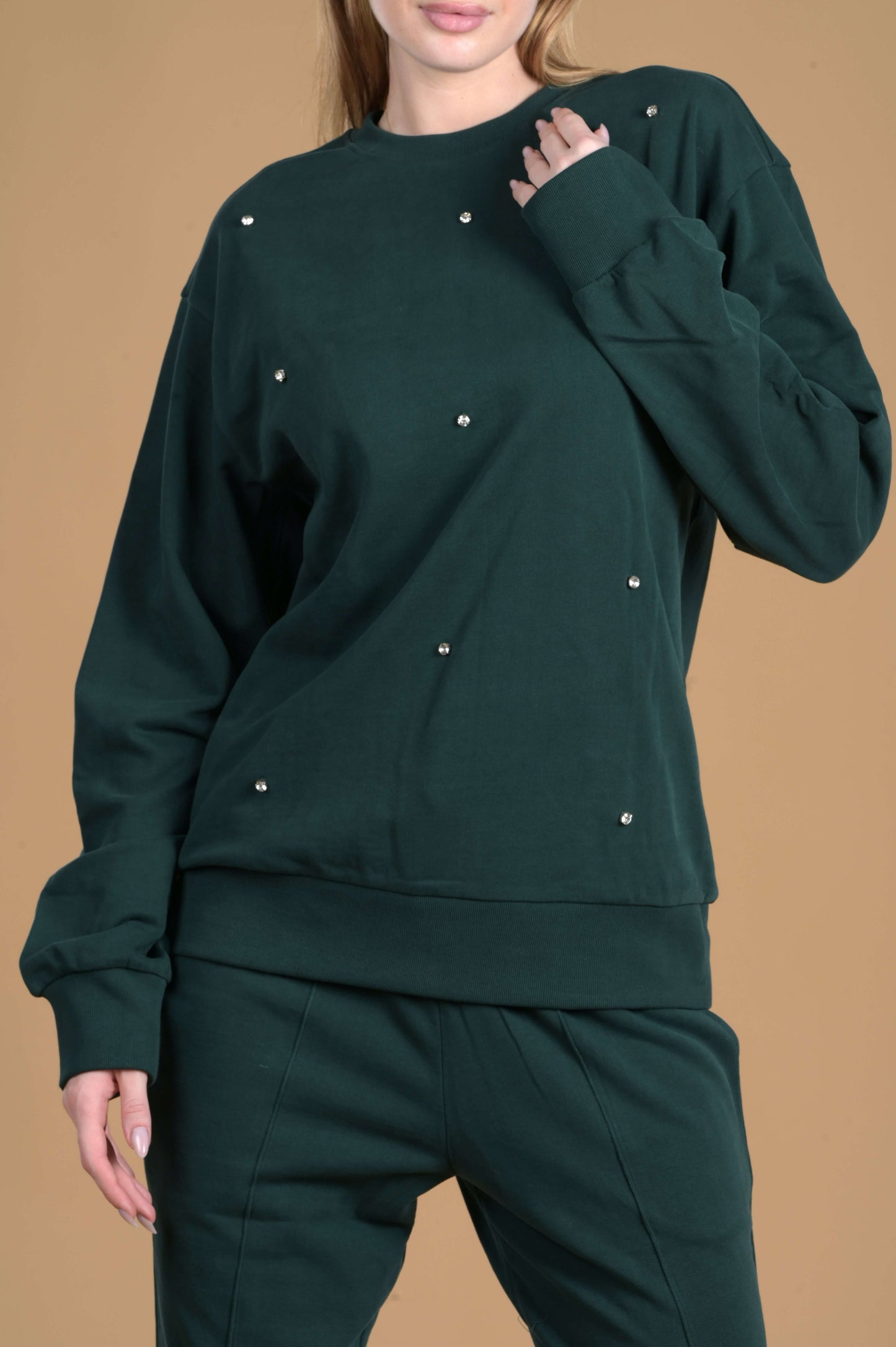 Women's Round Neck Embellished Sweatshirt