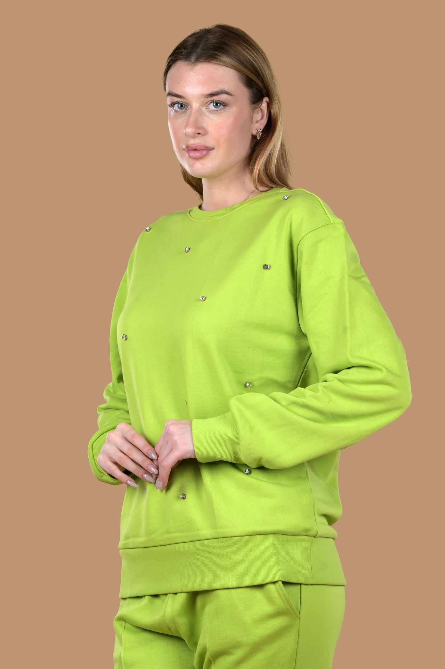 Women's Round Neck Embellished Sweatshirt