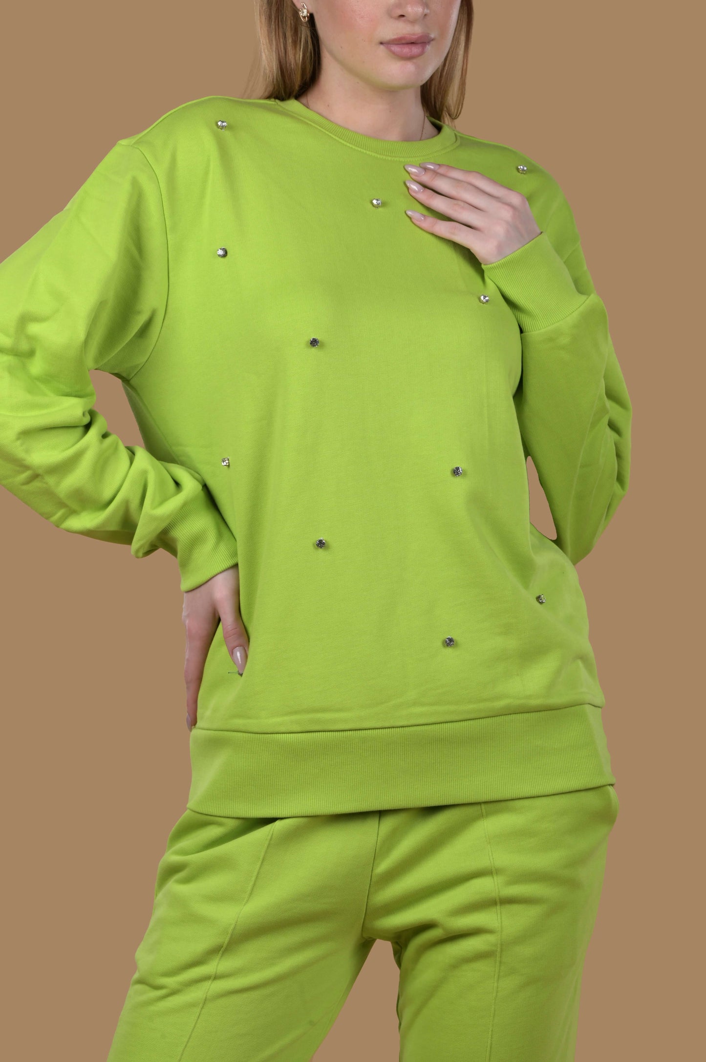 Women's Round Neck Embellished Sweatshirt