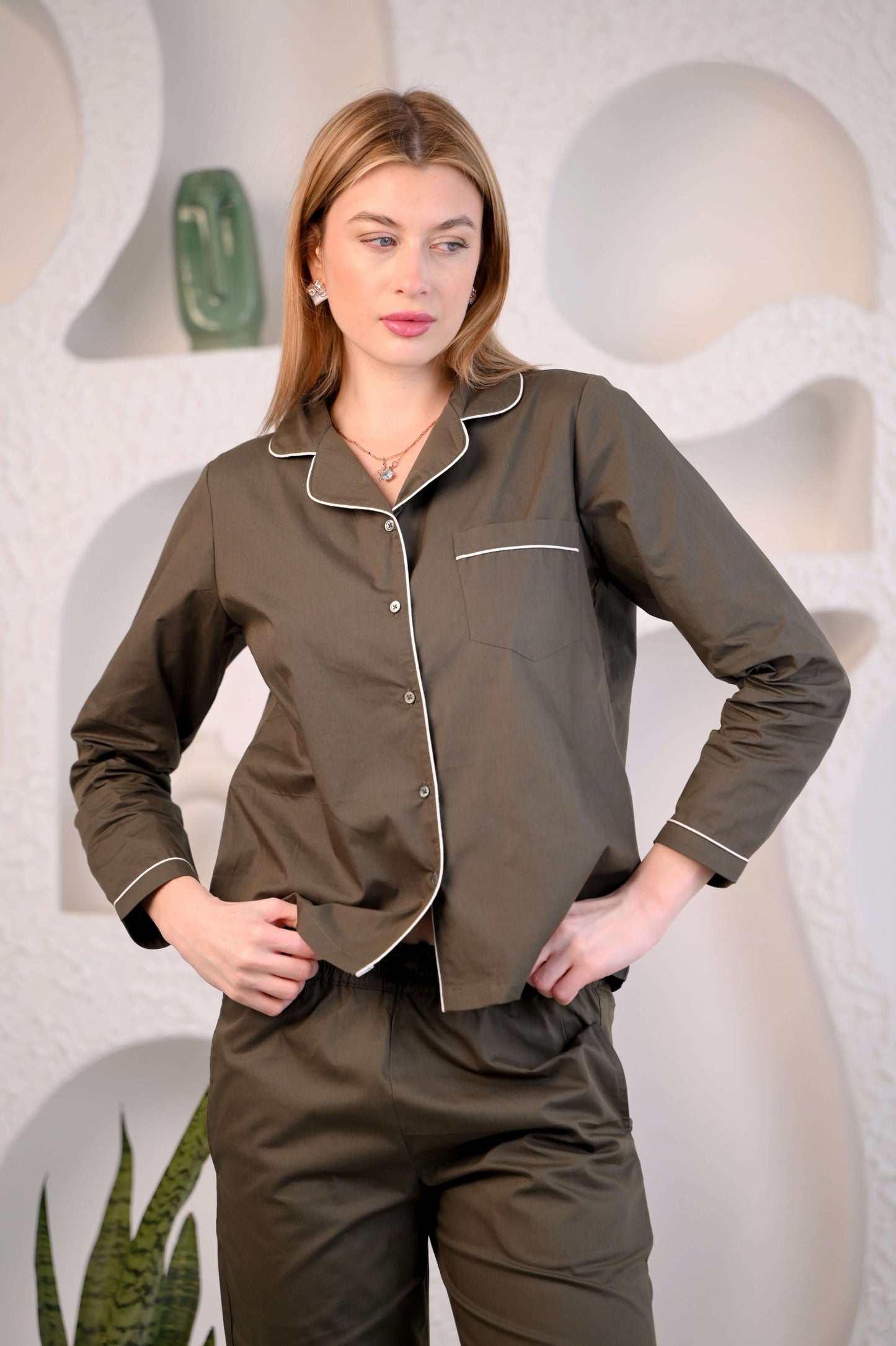 Solid Dark Green  Night Suit