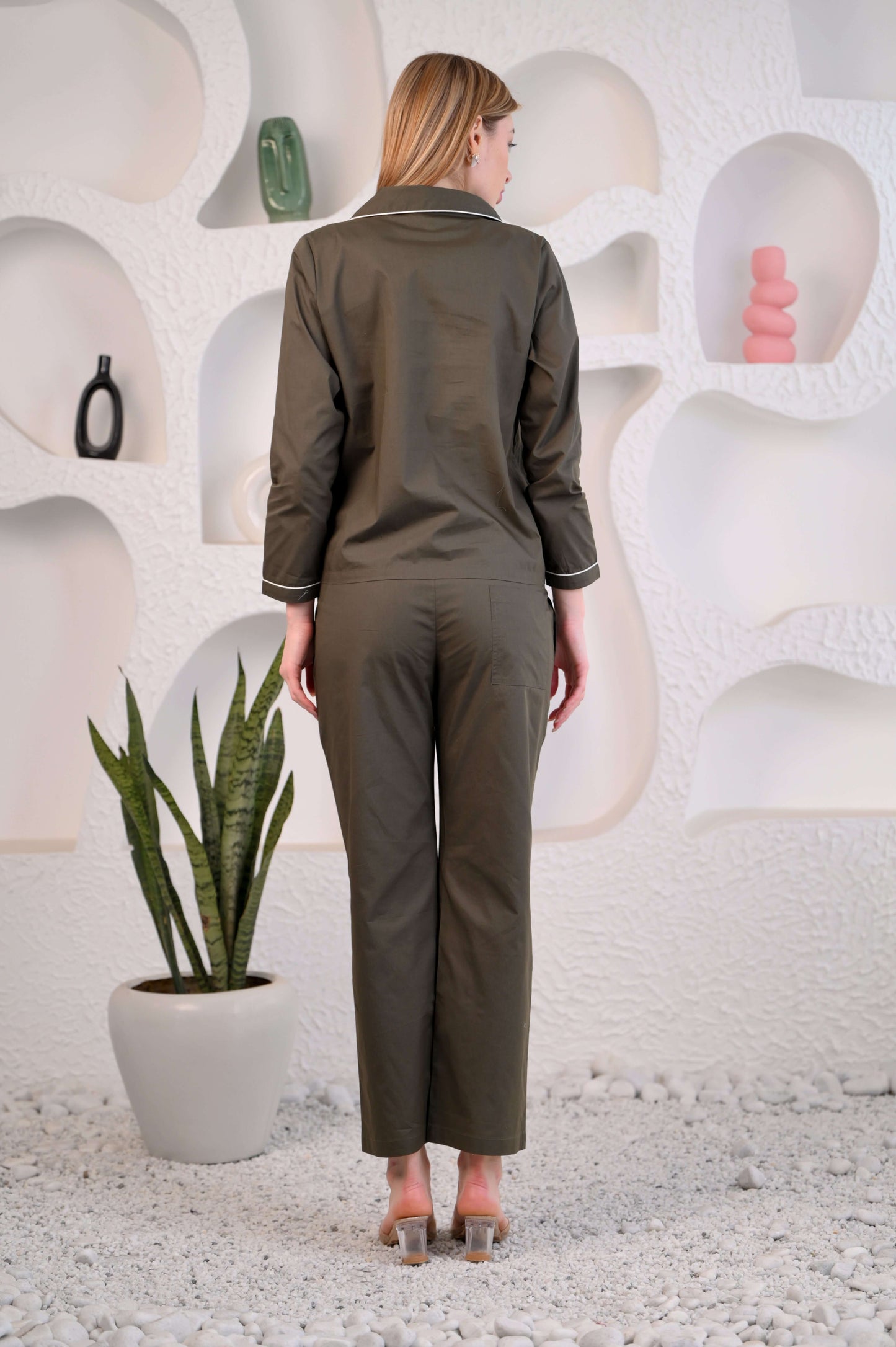 Solid Dark Green  Night Suit