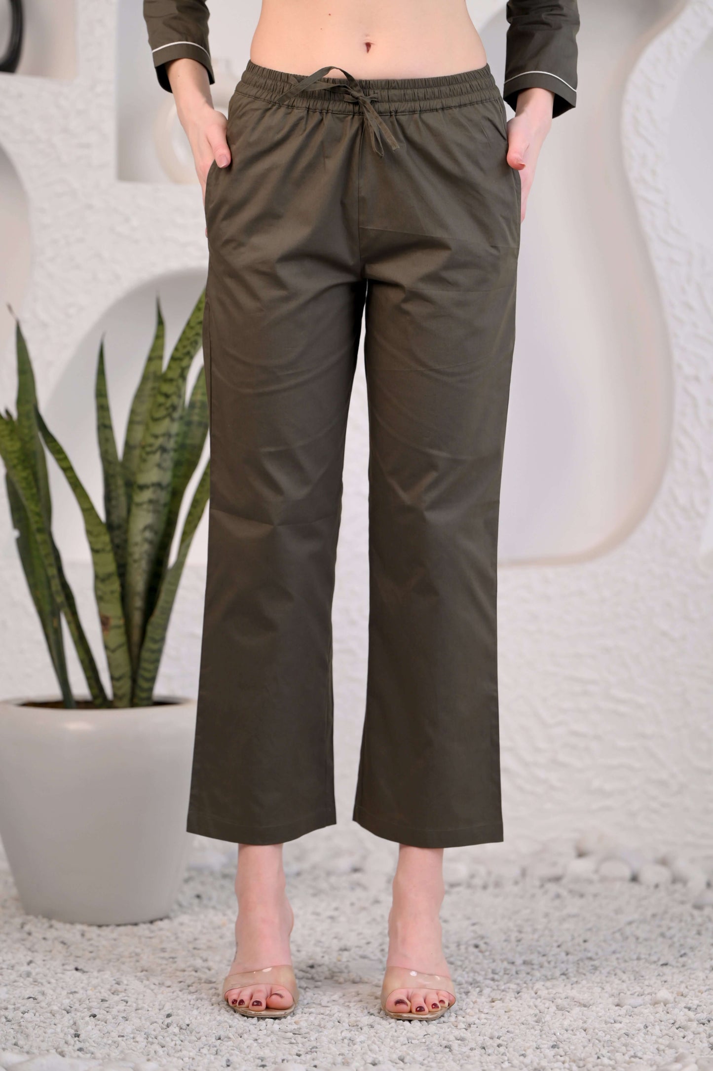 Solid Dark Green  Night Suit