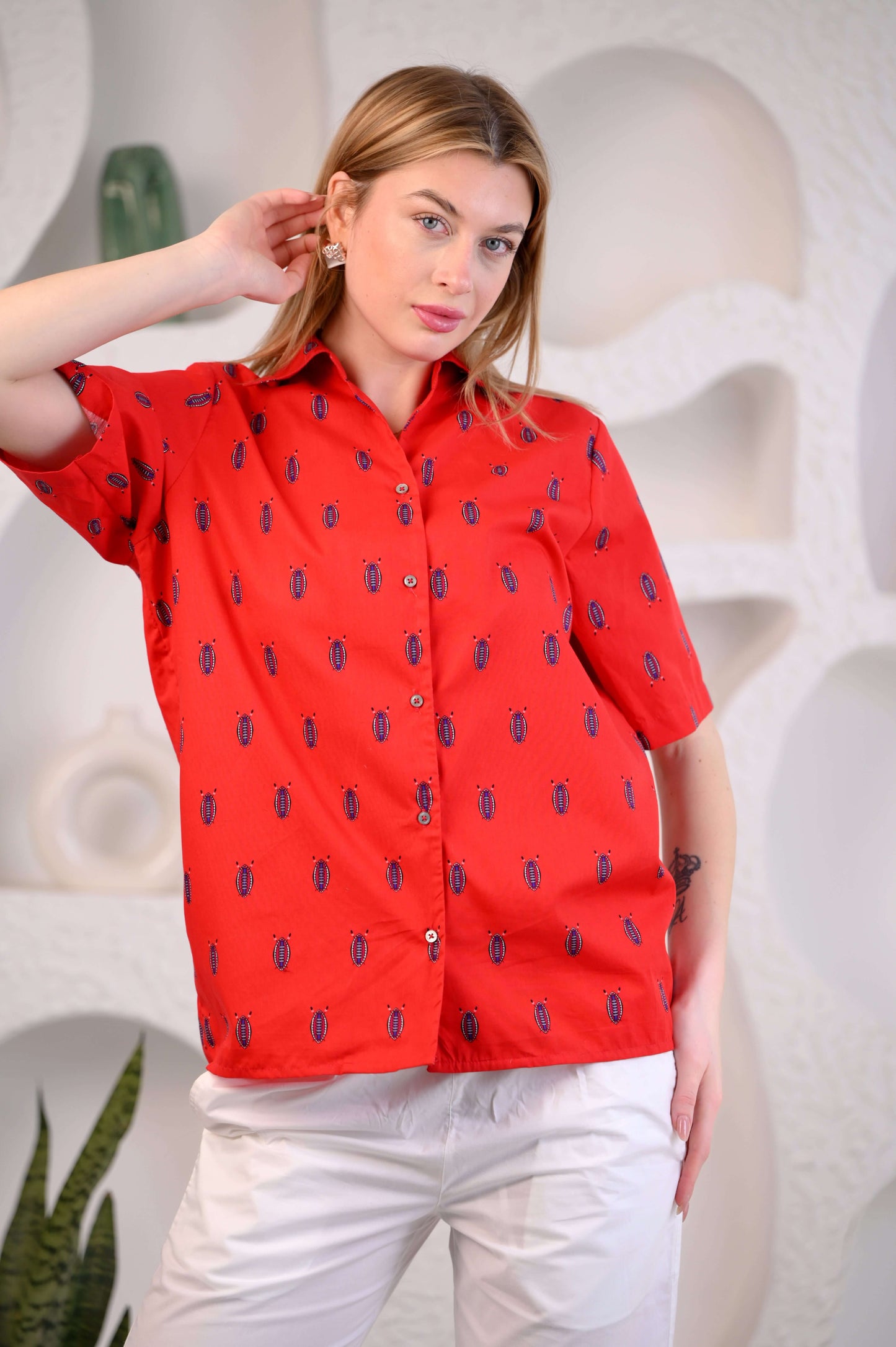 Women Red & White Striped Co-ord Set