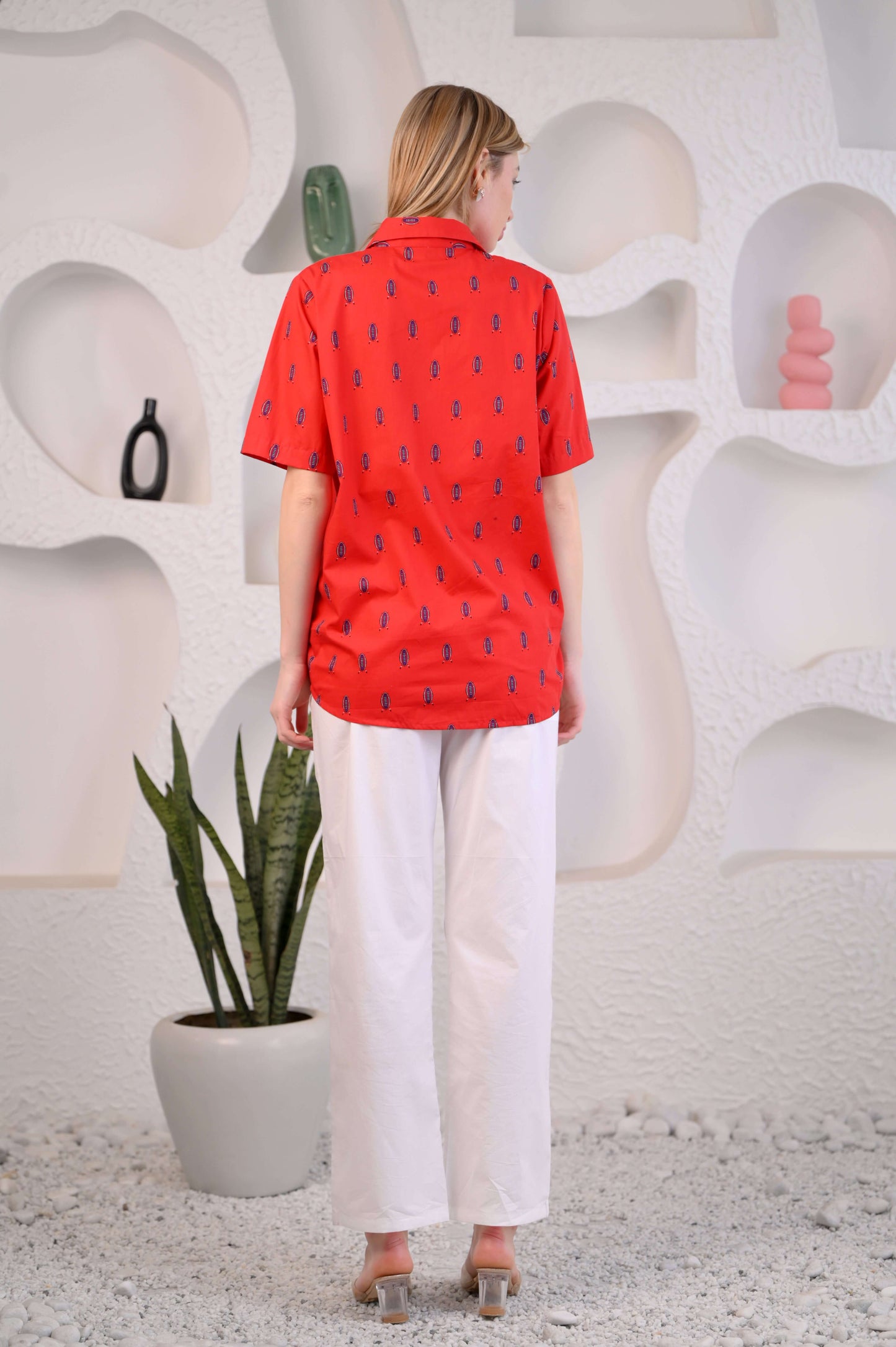 Women Red & White Striped Co-ord Set