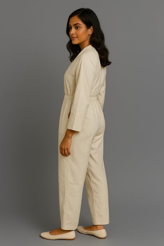White denim jumpsuit