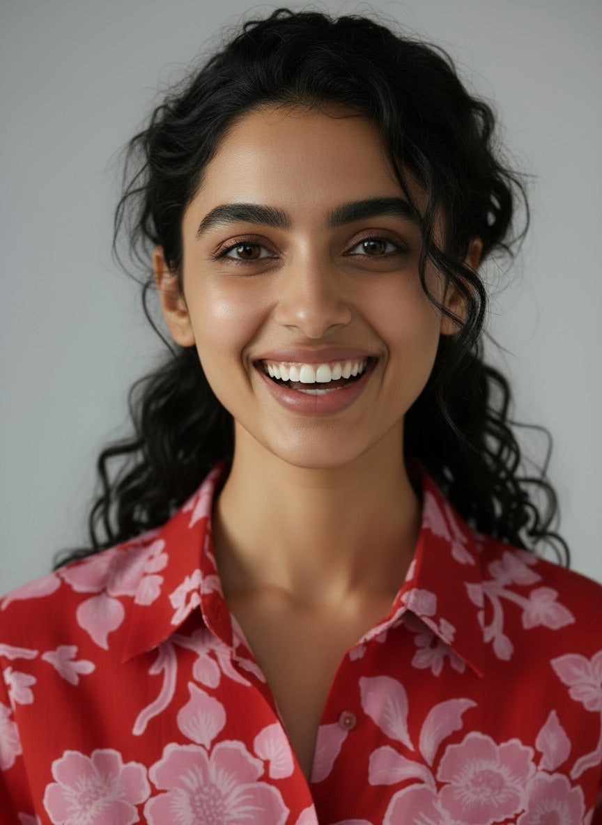 Red pink printed cordset with pink Shirt with shorts