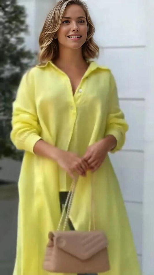 Spring Fashion Loose Size lapels irregular long sleeve shirt