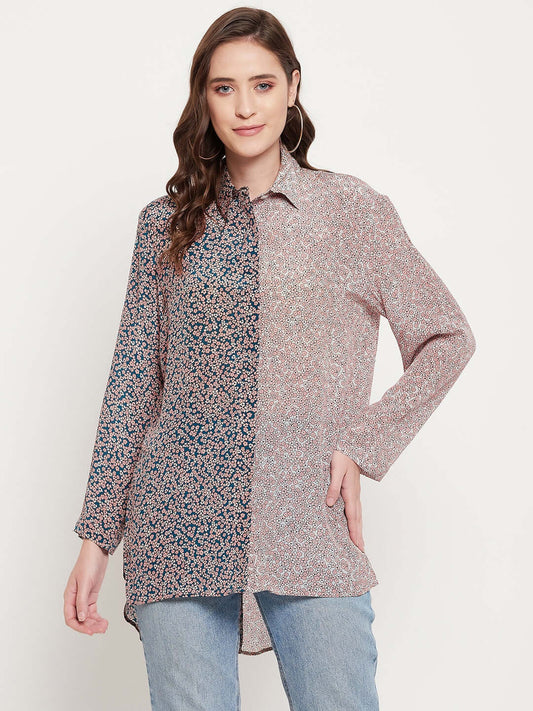 FLORAL PRINTED CHIFFON RAYON SHIRT