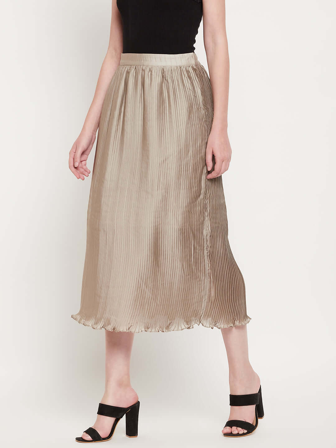 Solid Brown Silk Skirt