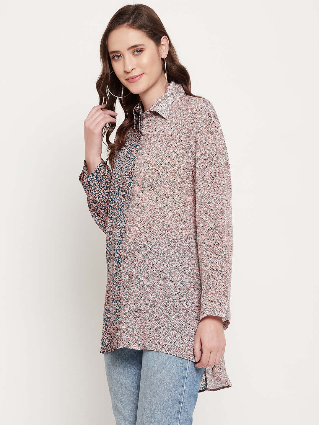 FLORAL PRINTED CHIFFON RAYON SHIRT