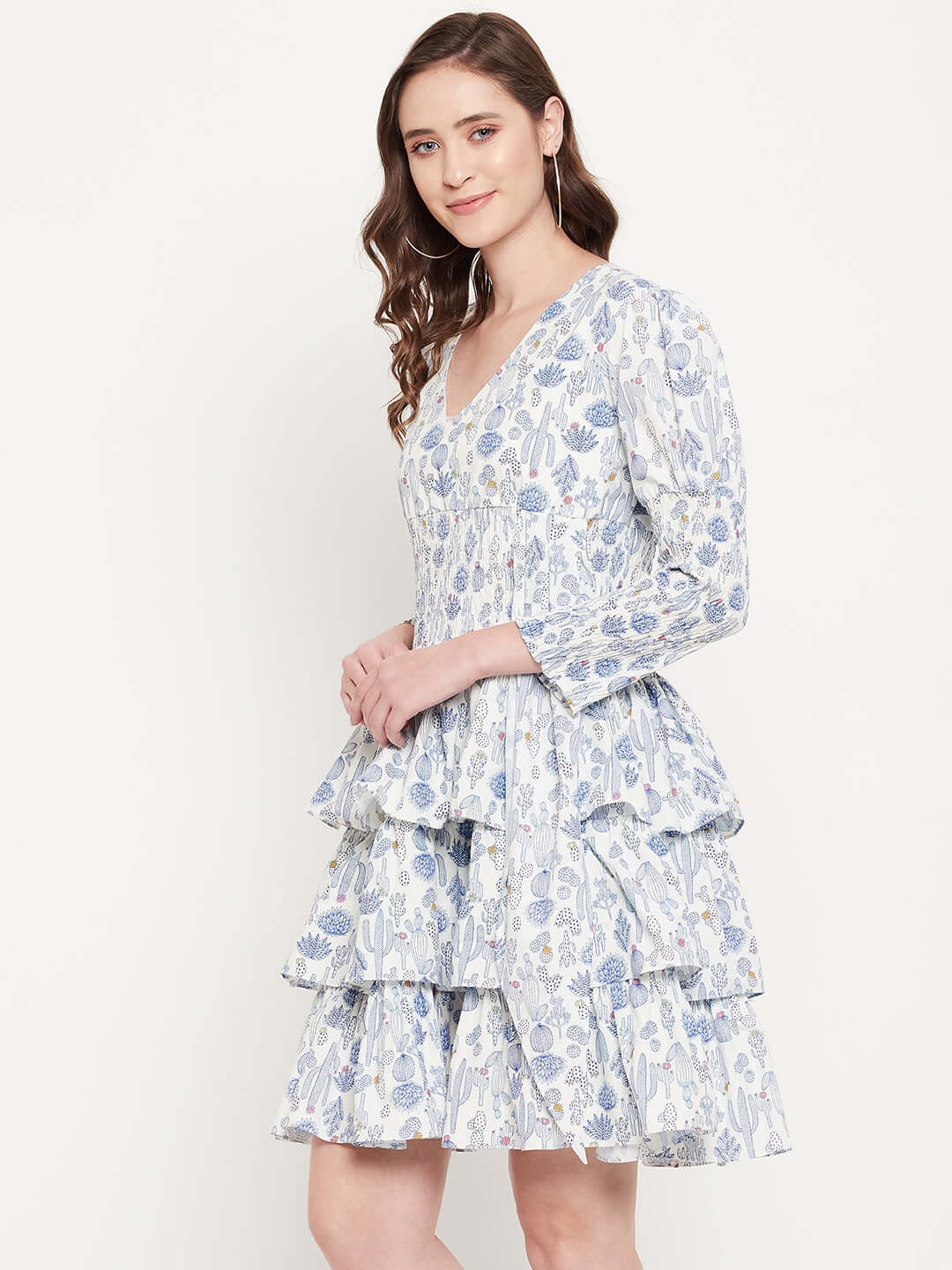 RUFFLE PRINTED SHORT DRESS